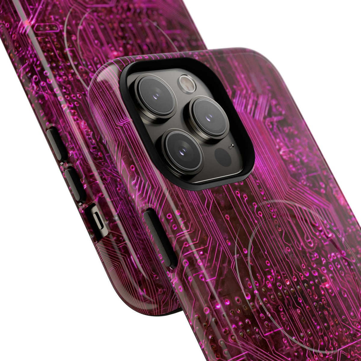 Magenta Circuit Trace · Tough 2.0 Magnetic Phone Case for iPhone · Pink