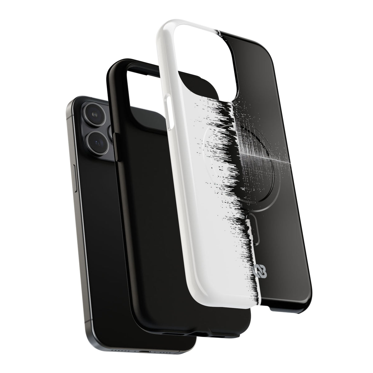 Black Tough 2.0 Magsafe Phone Case for iPhone - Static Signal Split