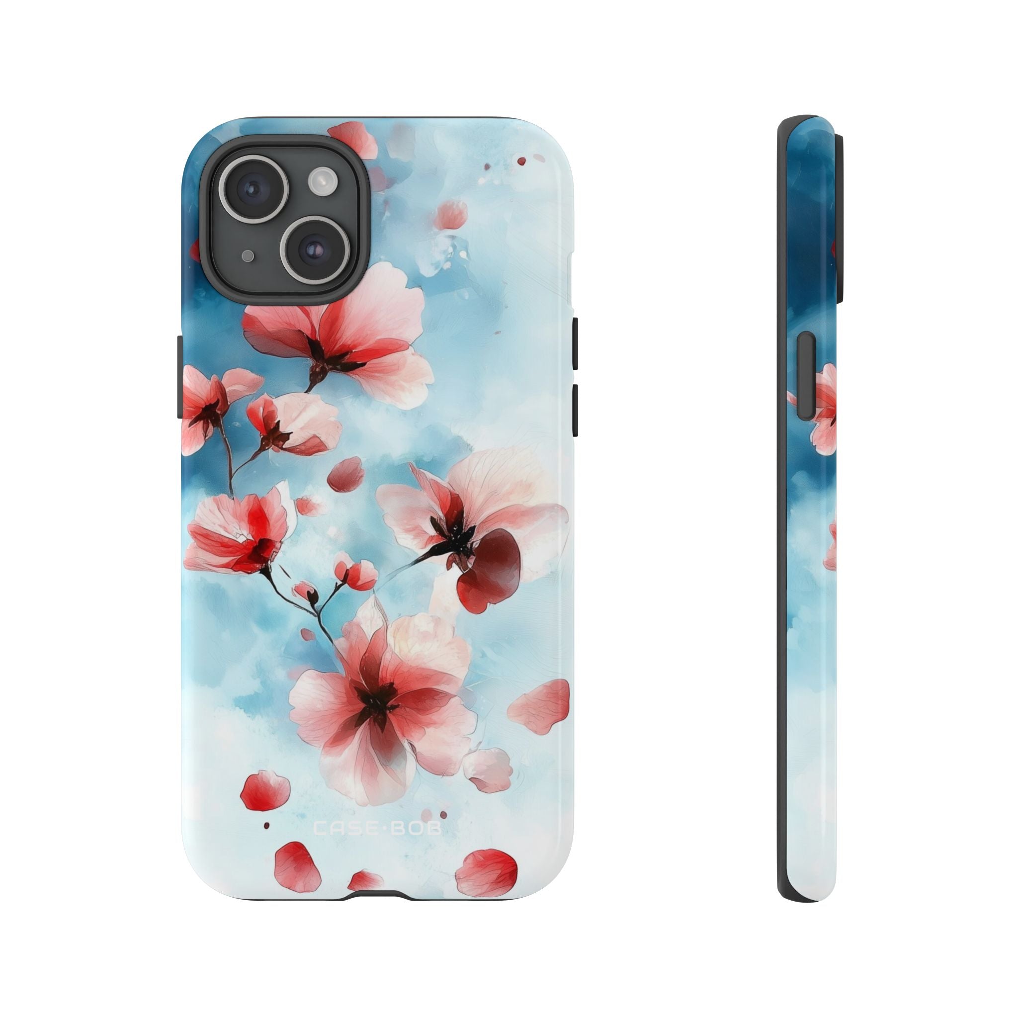 Pink Blossom Drift iPhone 15 Plus Cover - Tough