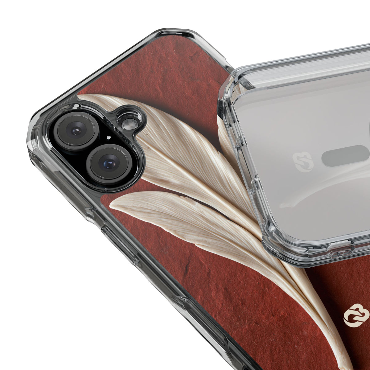 Carved Ivory Plume · Clear Impact Magnetic Phone Case for iPhone · Red