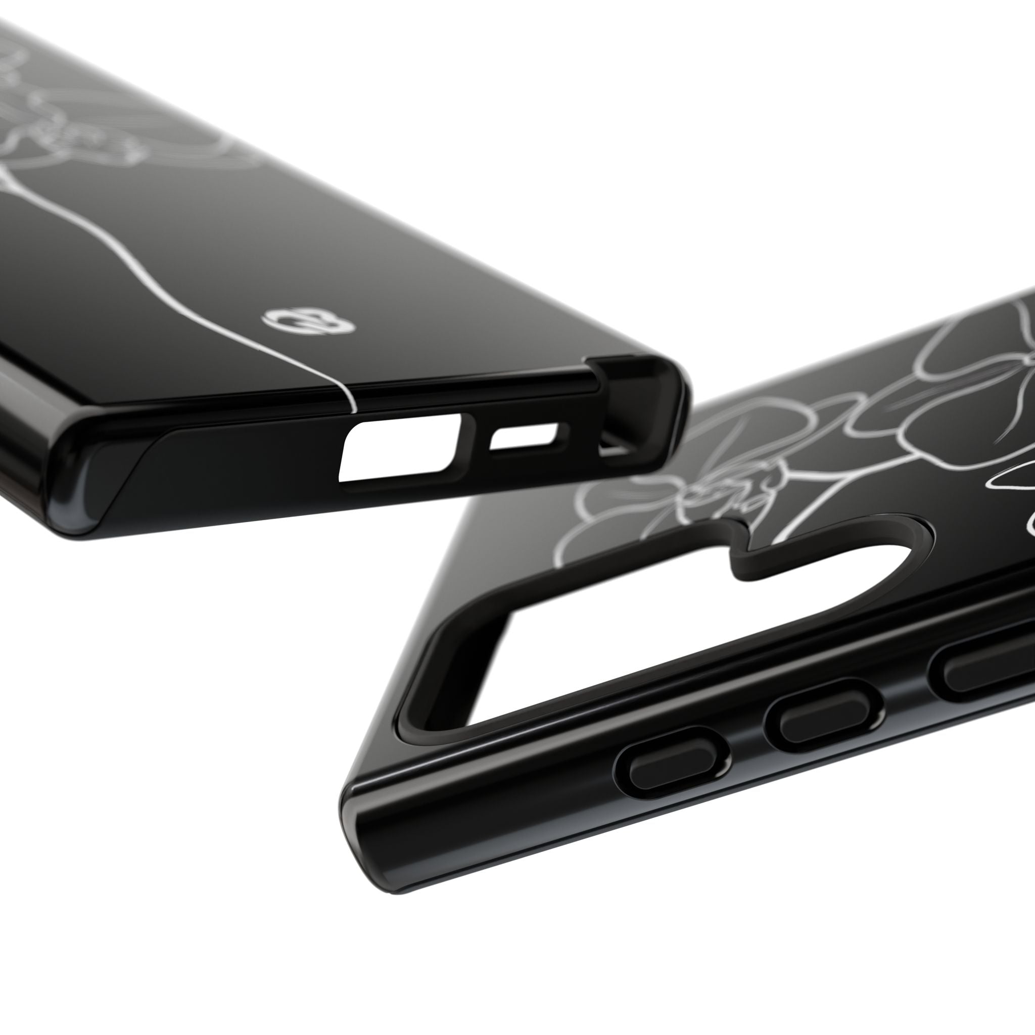 Black Tough Phone Case for Samsung - Noir Alabaster Orchid