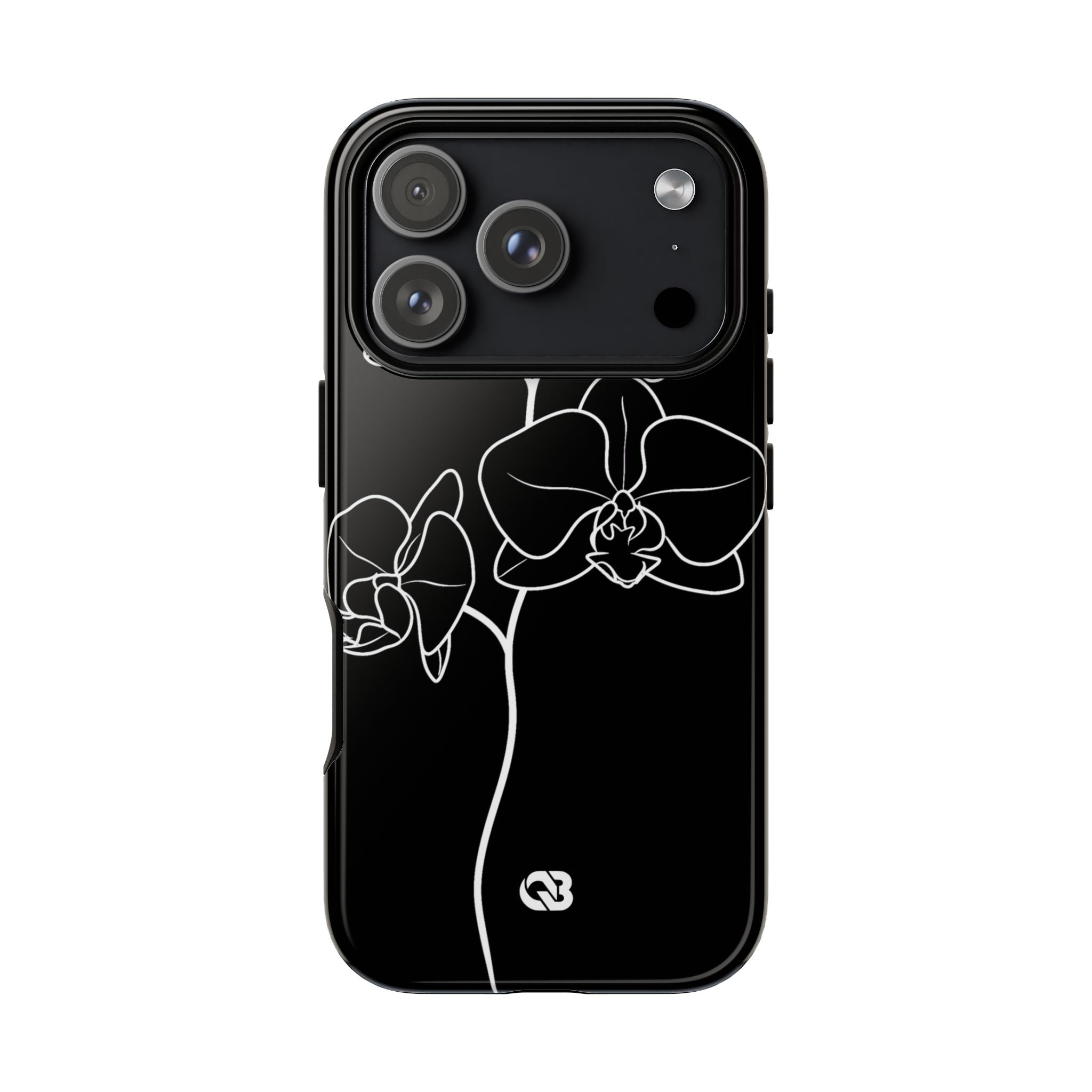 Black Tough Phone Case for iPhone - Noir Alabaster Orchid