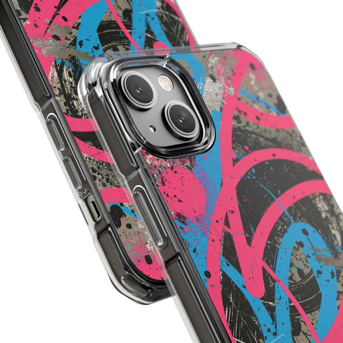 Cyber Splatter Flow · Clear Impact Magnetic Phone Case for iPhone · Pink