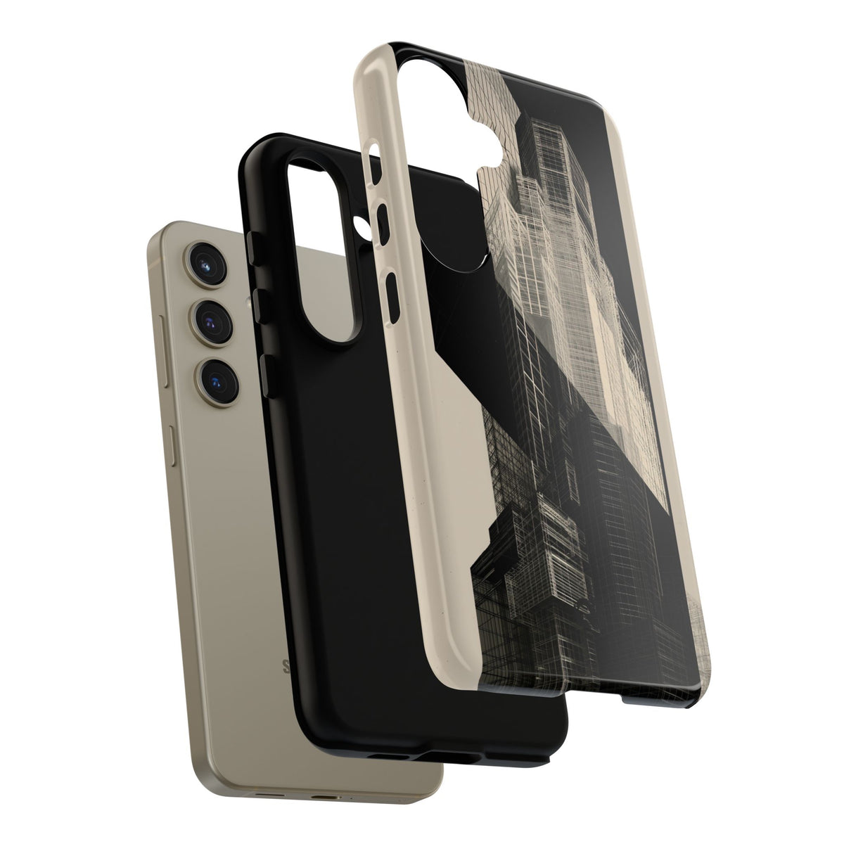 Beige Tough Phone Case for Samsung - Monolith Urban Grid