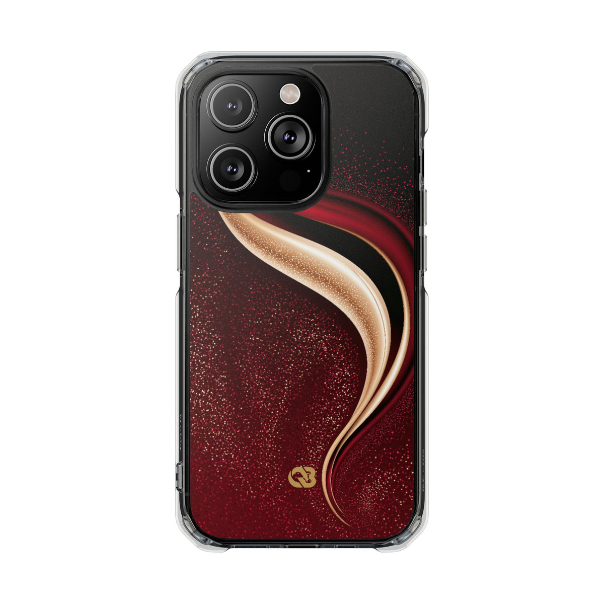 Gilded Crimson Flow · Clear Impact Magnetic Phone Case for iPhone · Red