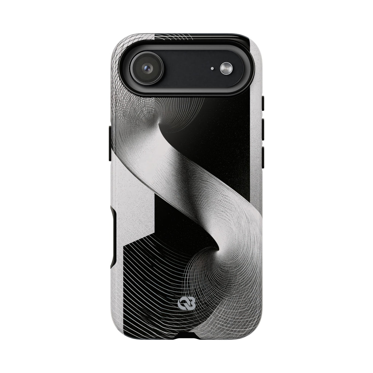 Grey Tough Phone Case for iPhone - Obsidian Moiré Wave