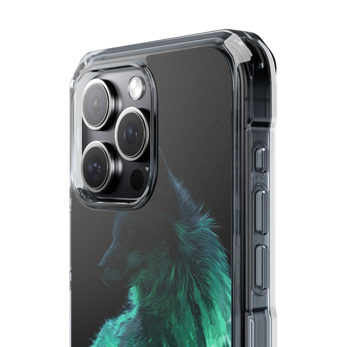 Nordic Aurora Fox · Clear Impact Magnetic Phone Case for iPhone · Teal