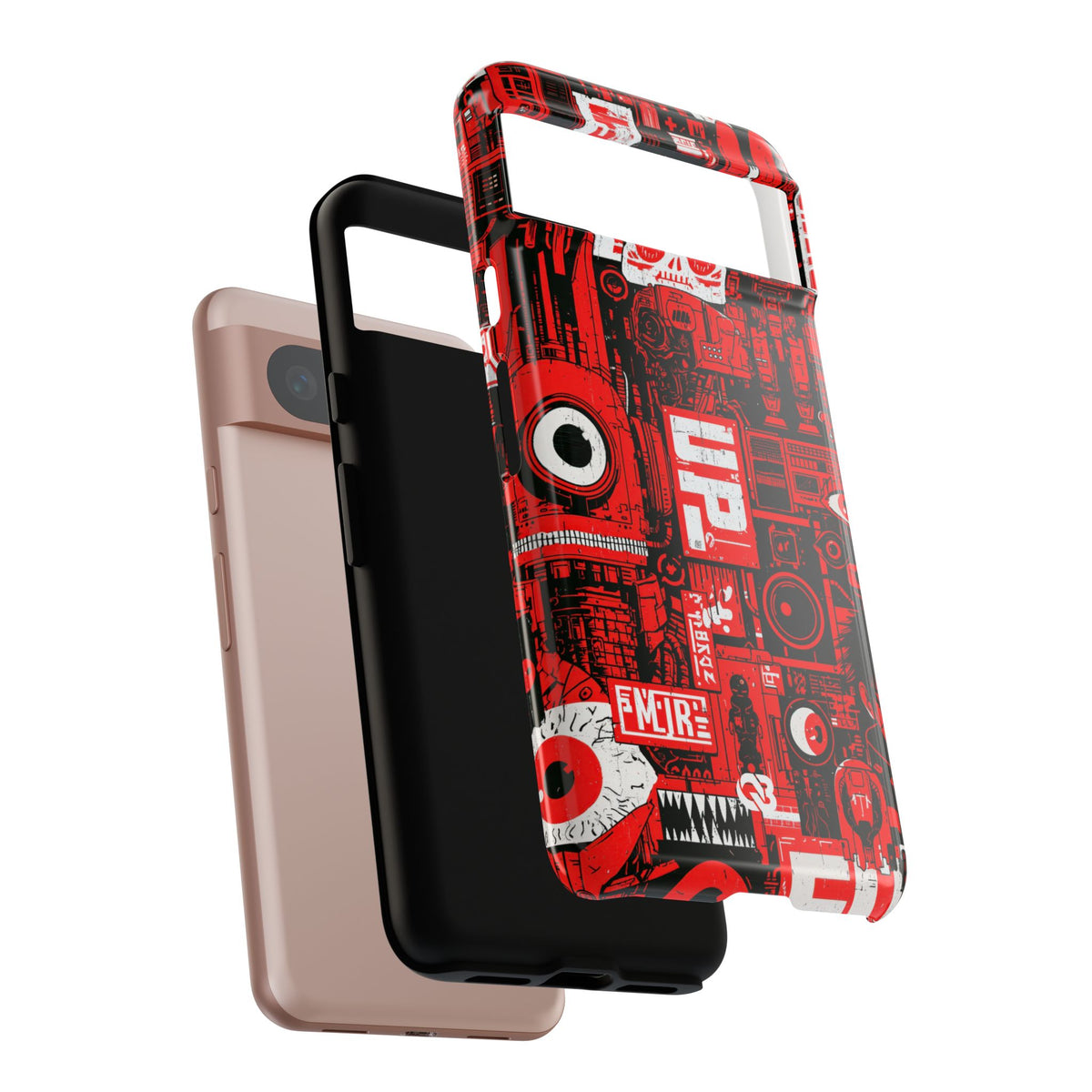 Neo Mecha Collage · Tough Phone Case for Pixel · Red