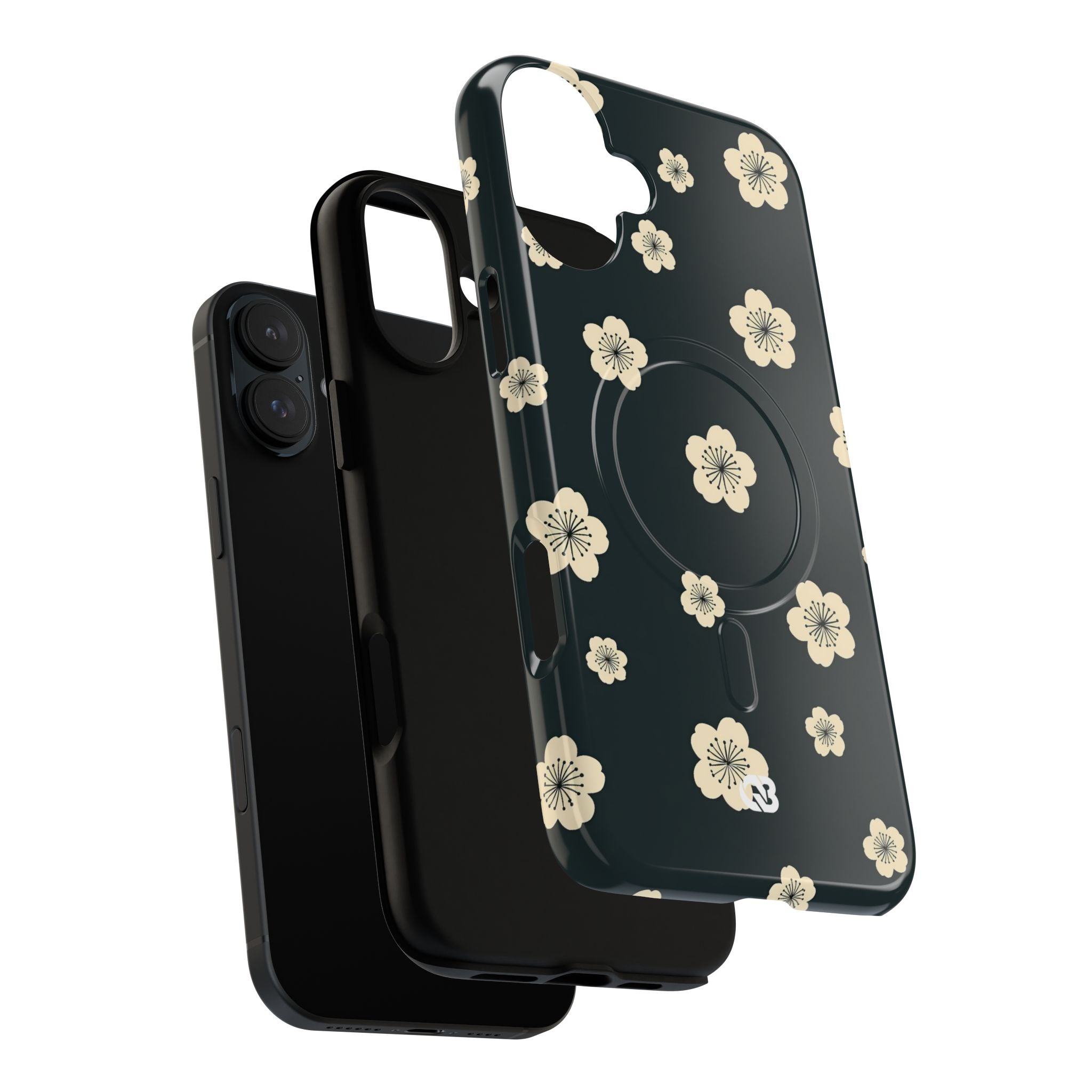 Teal Tough 2.0 Magsafe Phone Case for iPhone - Obsidian Cream Petals