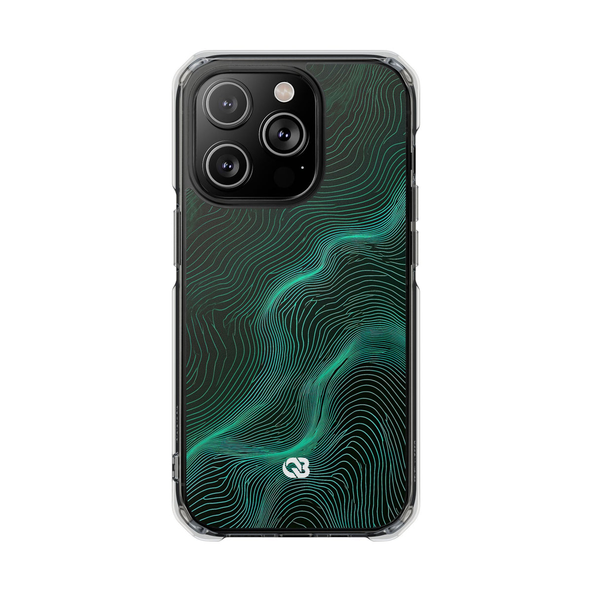 Teal Impact MagSafe Phone Case for iPhone - Neon Jade Contour