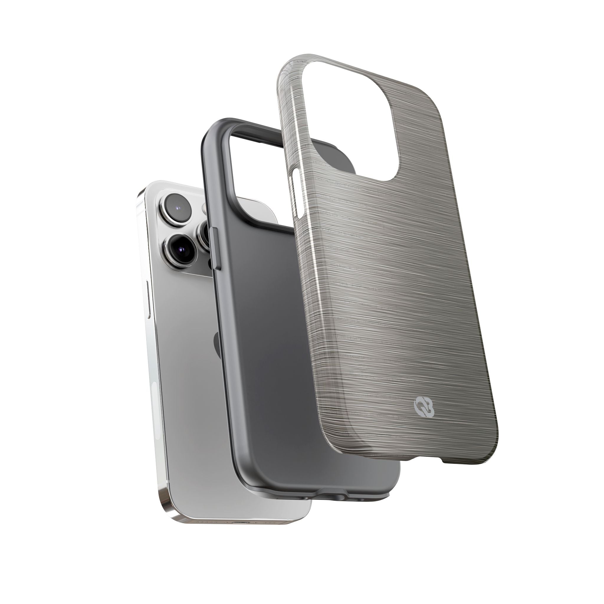 Grey Tough Phone Case for iPhone - Brushed Industrial Steel