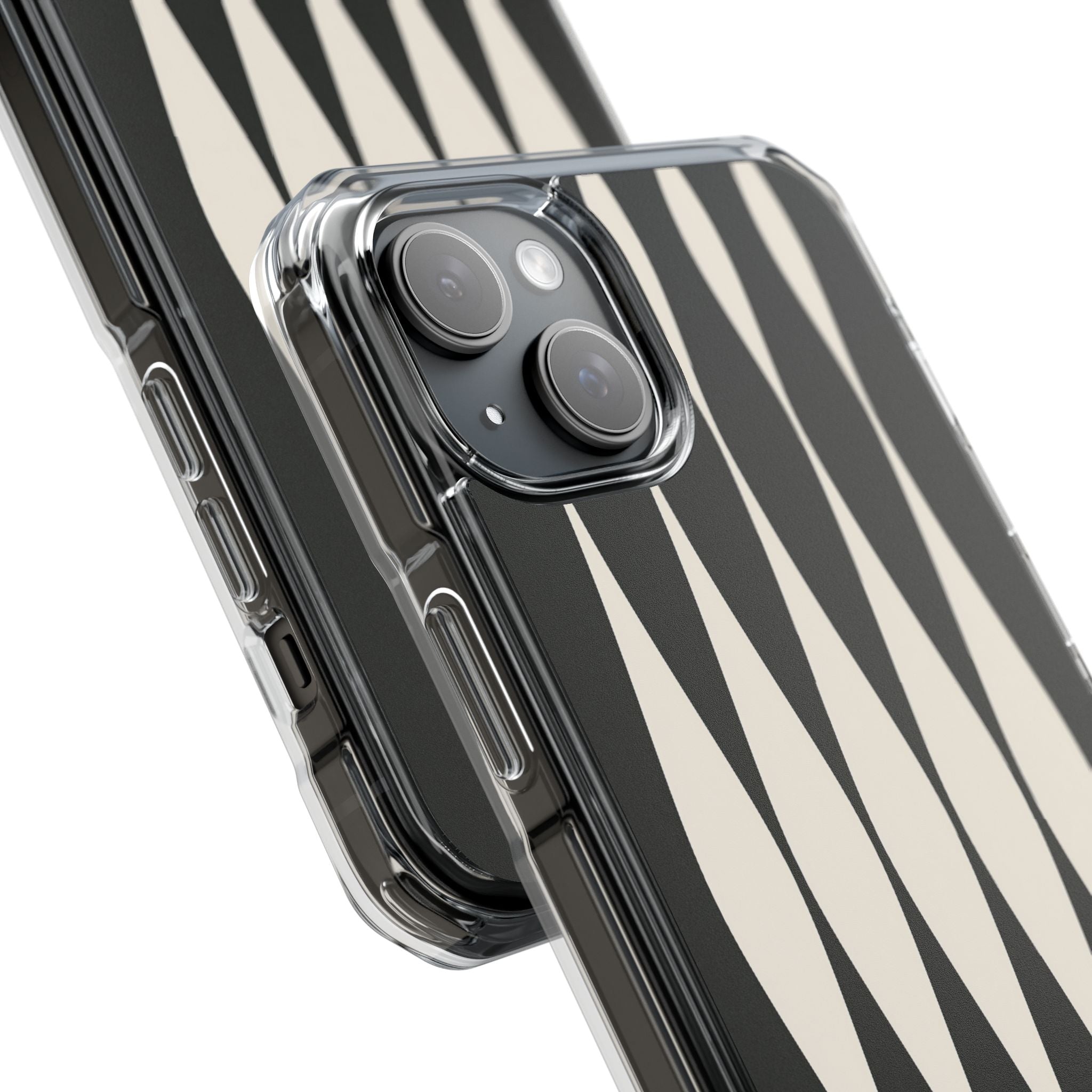 Black Impact MagSafe Phone Case for iPhone - Ivory Spindle Grid