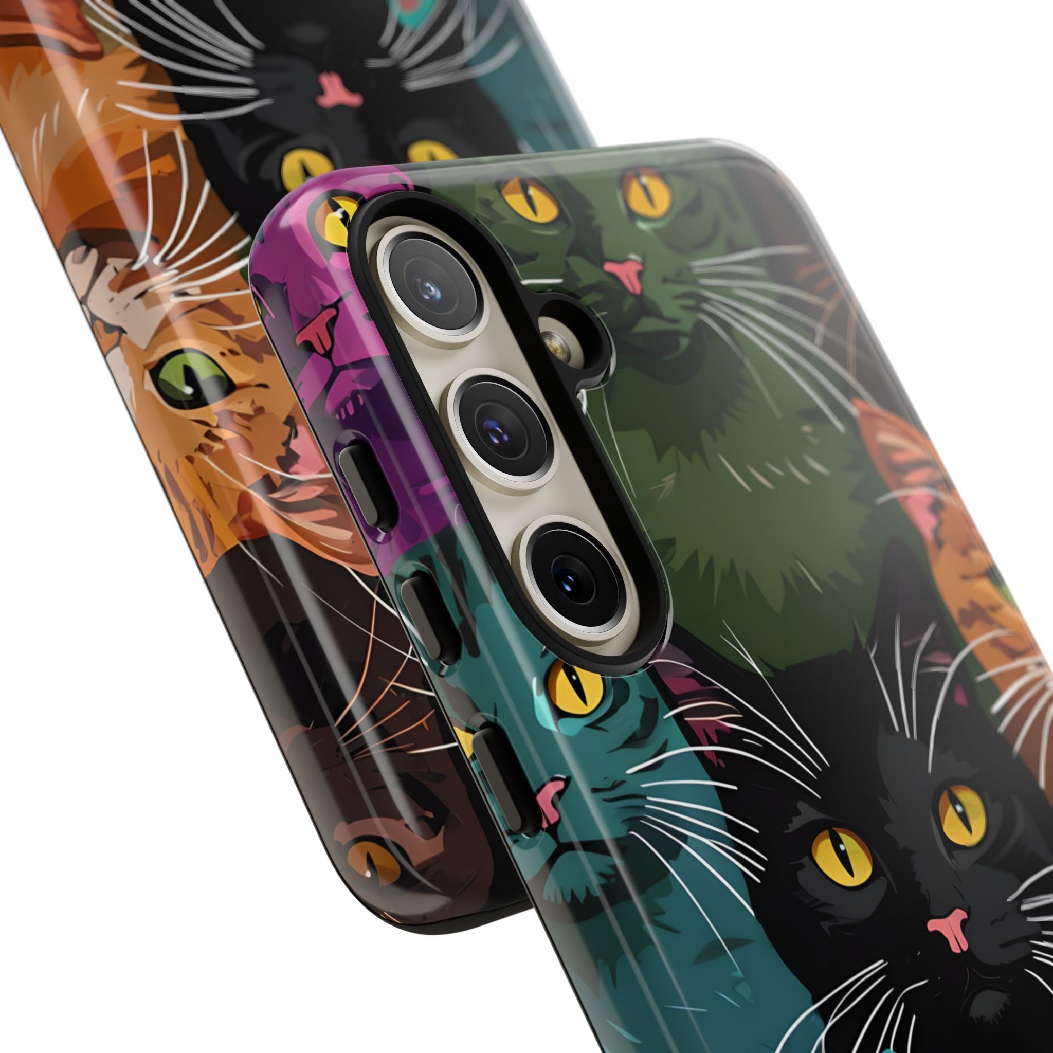 Teal Cat Grid Samsung S24 Plus Case - Tough