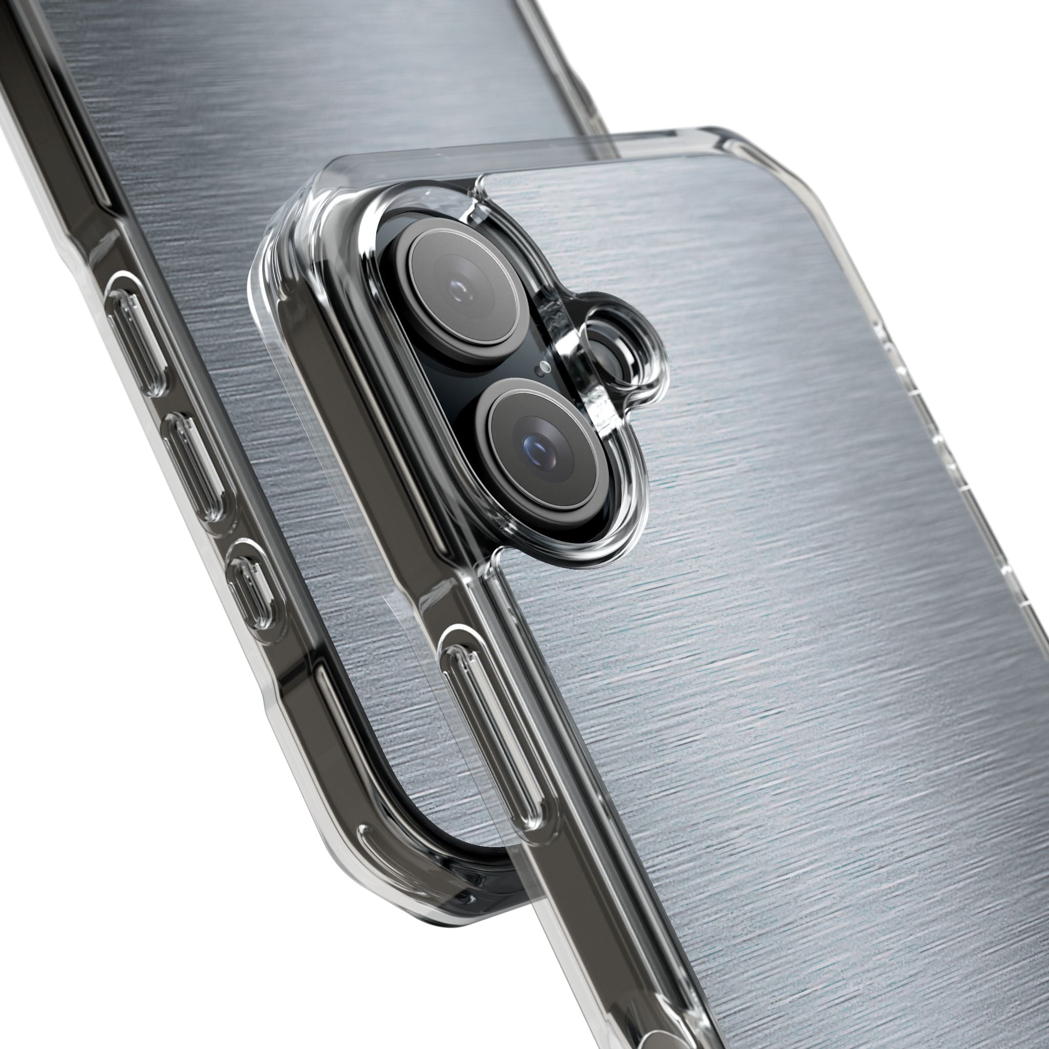 Silver Impact MagSafe Phone Case for iPhone - Satin Chrome Grain