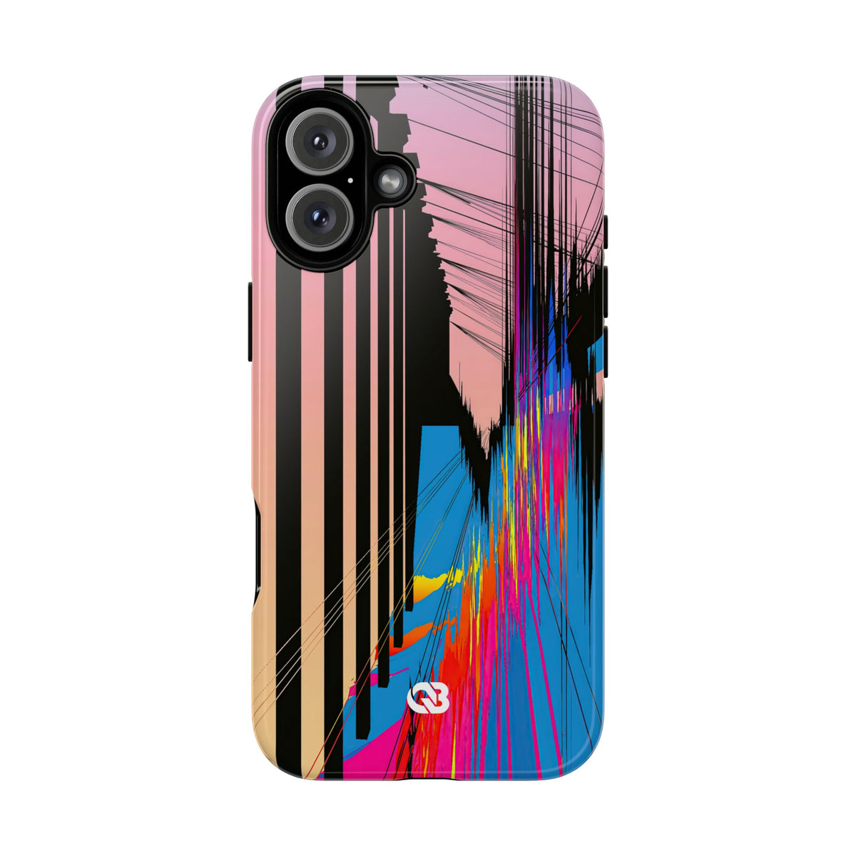 Blue Tough Phone Case for iPhone - Fractured Data Skyline