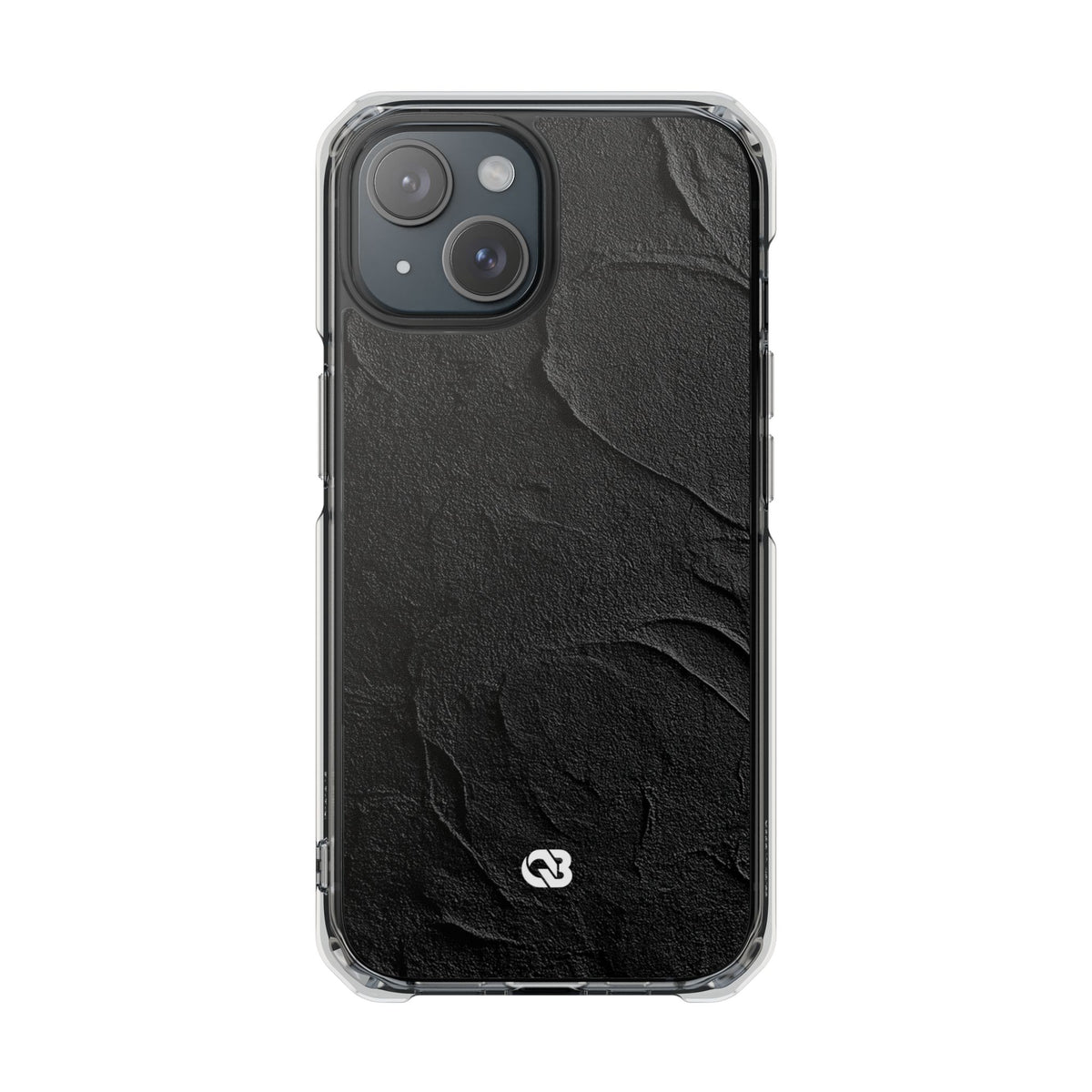 Obsidian Stucco Relief · Clear Impact Magnetic Phone Case for iPhone · Black