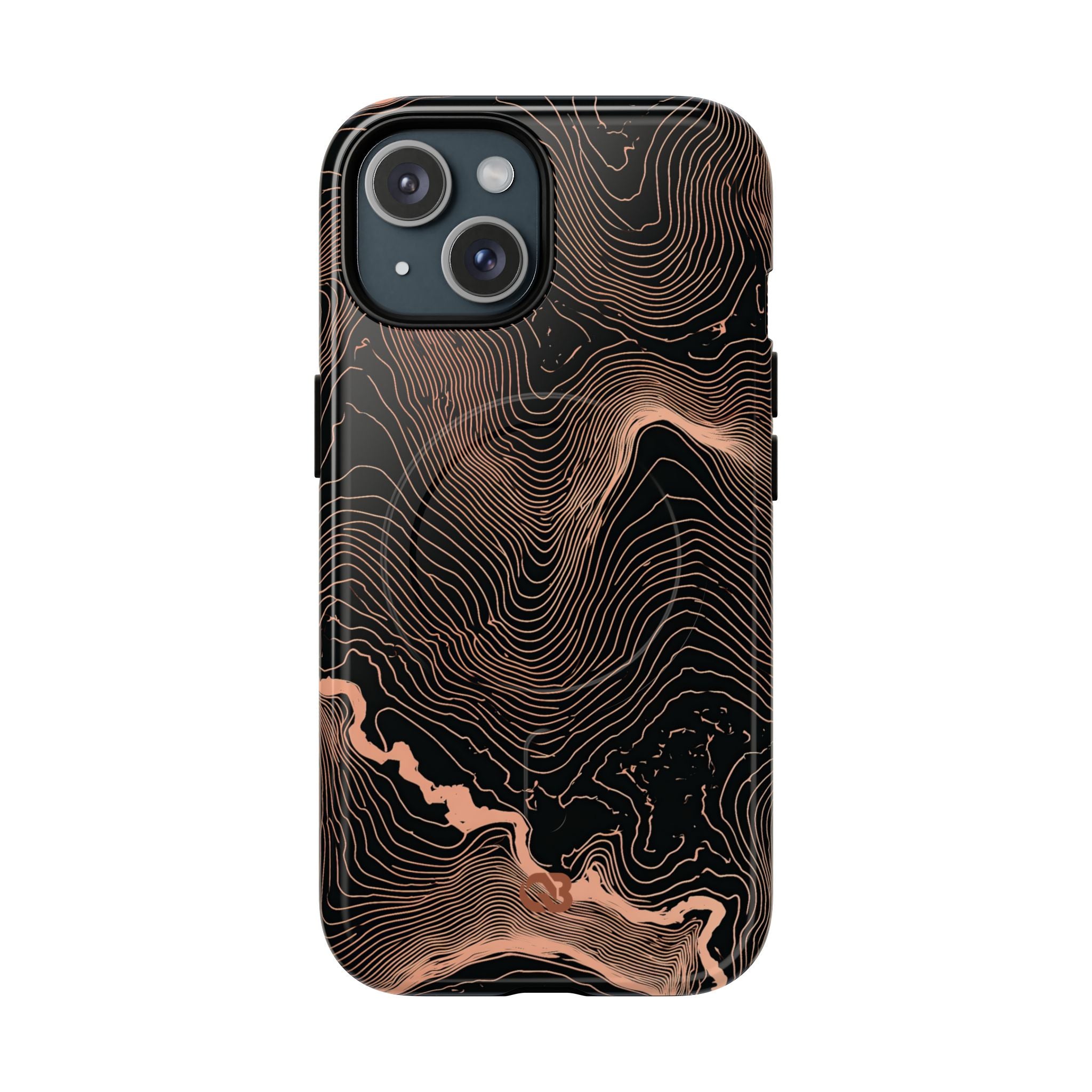 Orange Tough 2.0 Magsafe Phone Case for iPhone - Salmon Ridge Topo