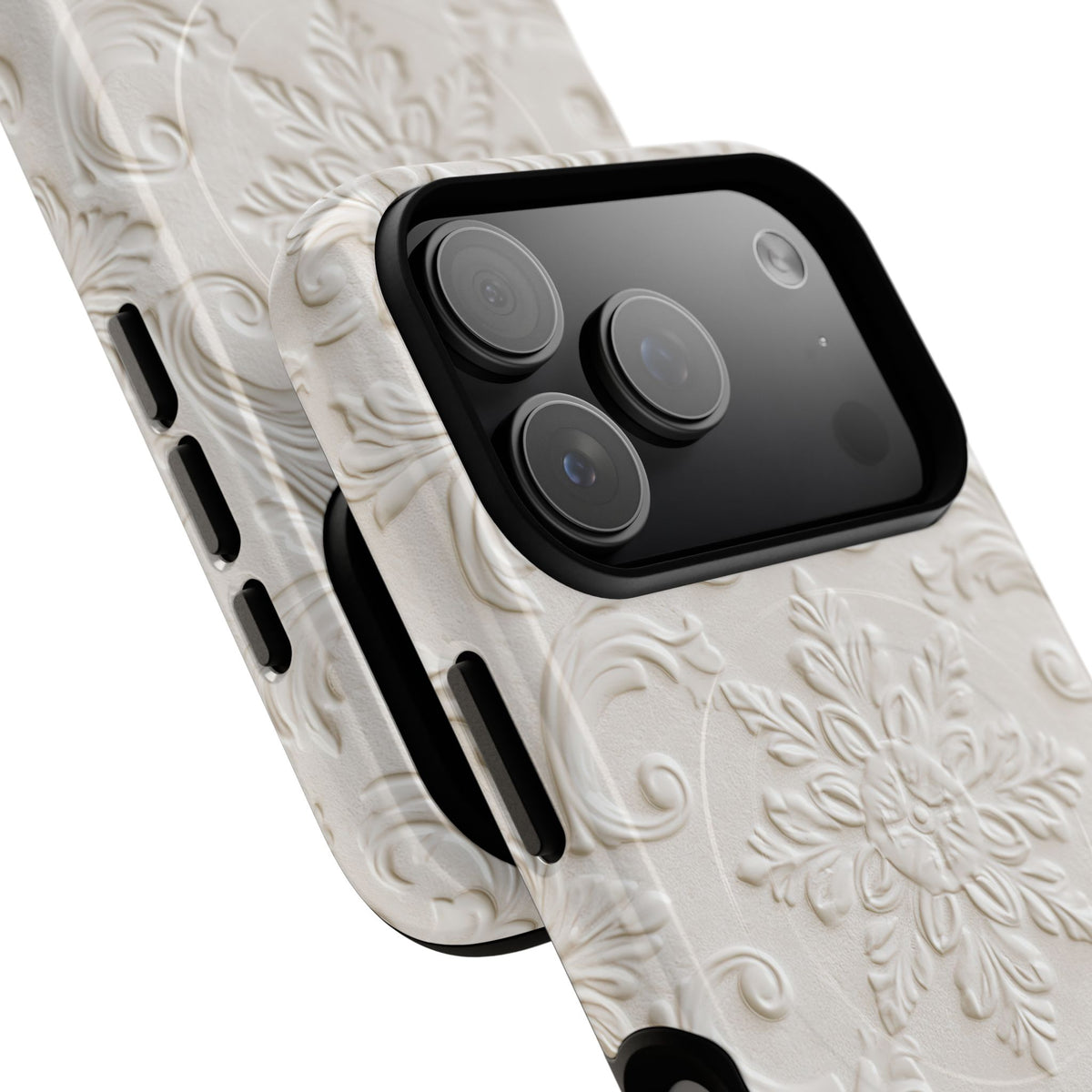 White Tough 2.0 Magsafe Phone Case for iPhone - Alabaster Floral Relief