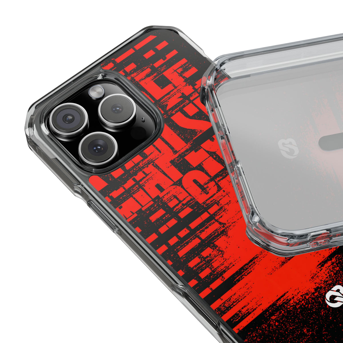 Crimson Redaction · Clear Impact Magnetic Phone Case for iPhone · Black