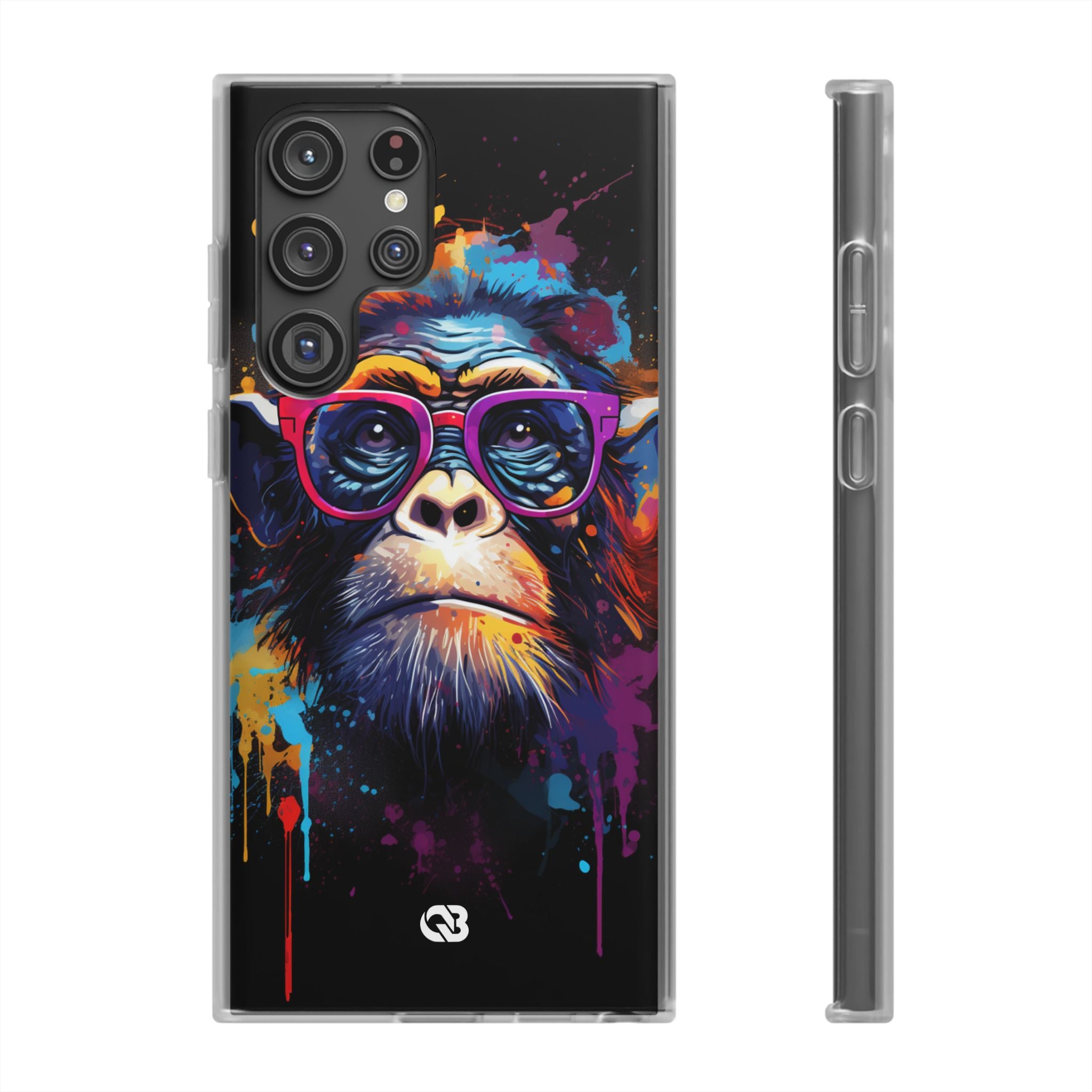 Neon Splatter Primate · Soft Telefoncover til Samsung