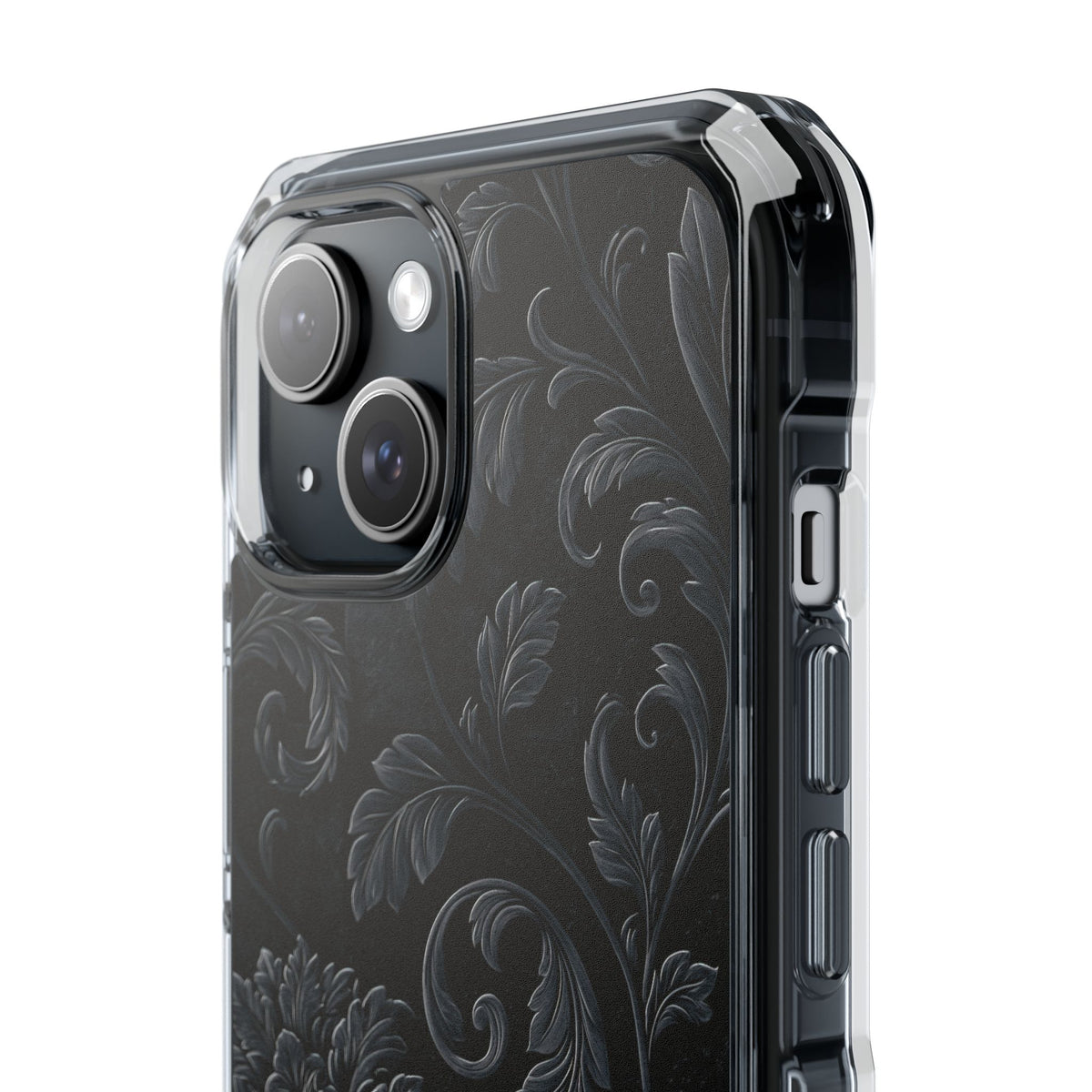 Obsidian Damask · Clear Impact Magnetic Phone Case for iPhone · Black
