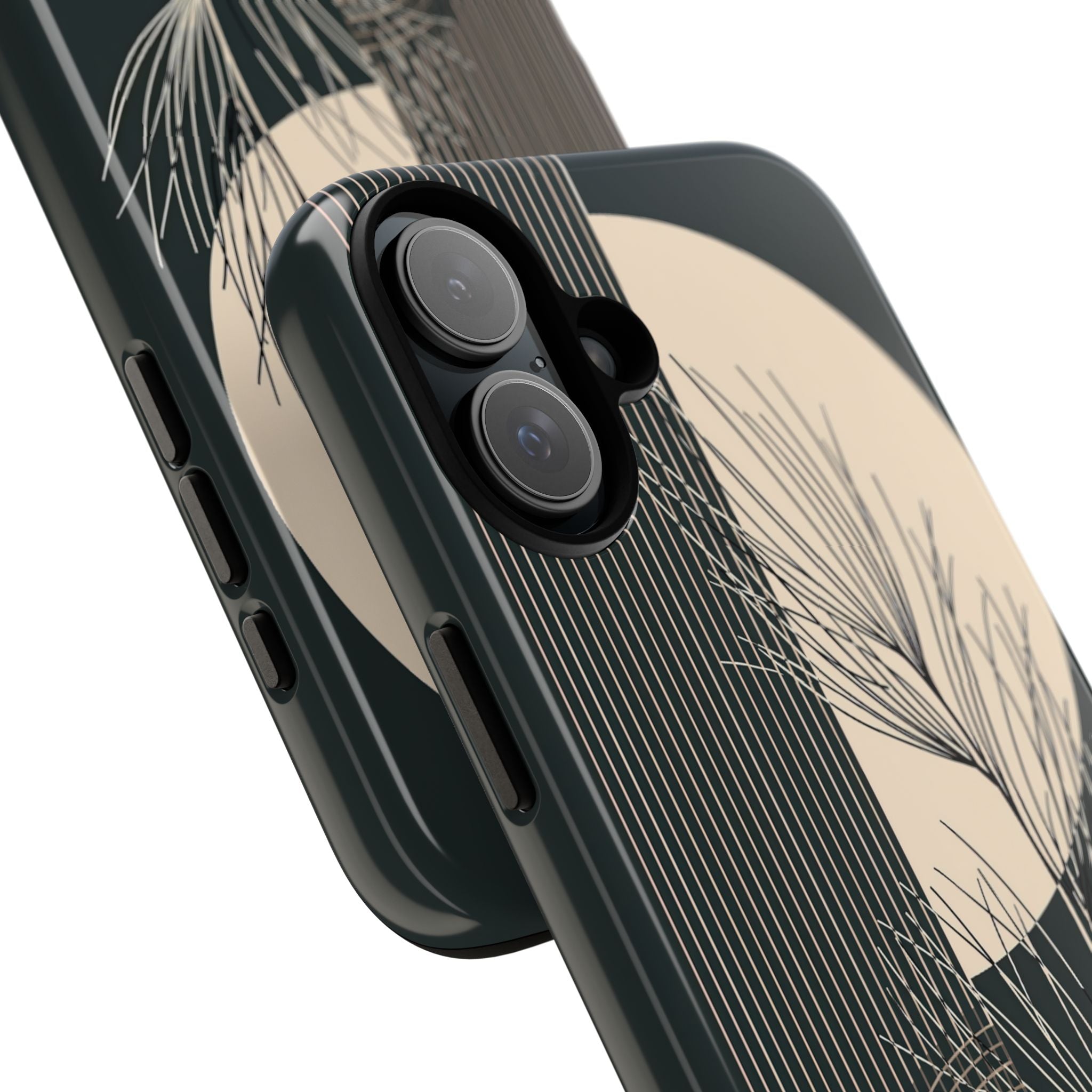 Black Tough Phone Case for iPhone - Obsidian Sand Willow