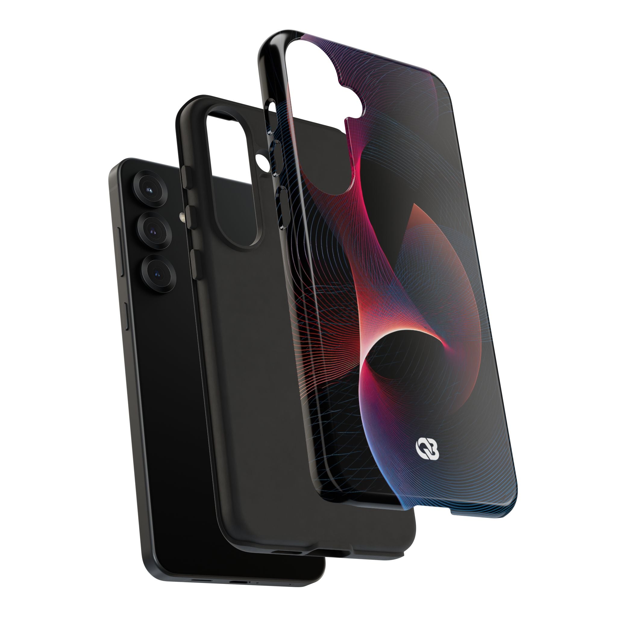 Black Tough Phone Case for Samsung - Cobalt Crimson Flux