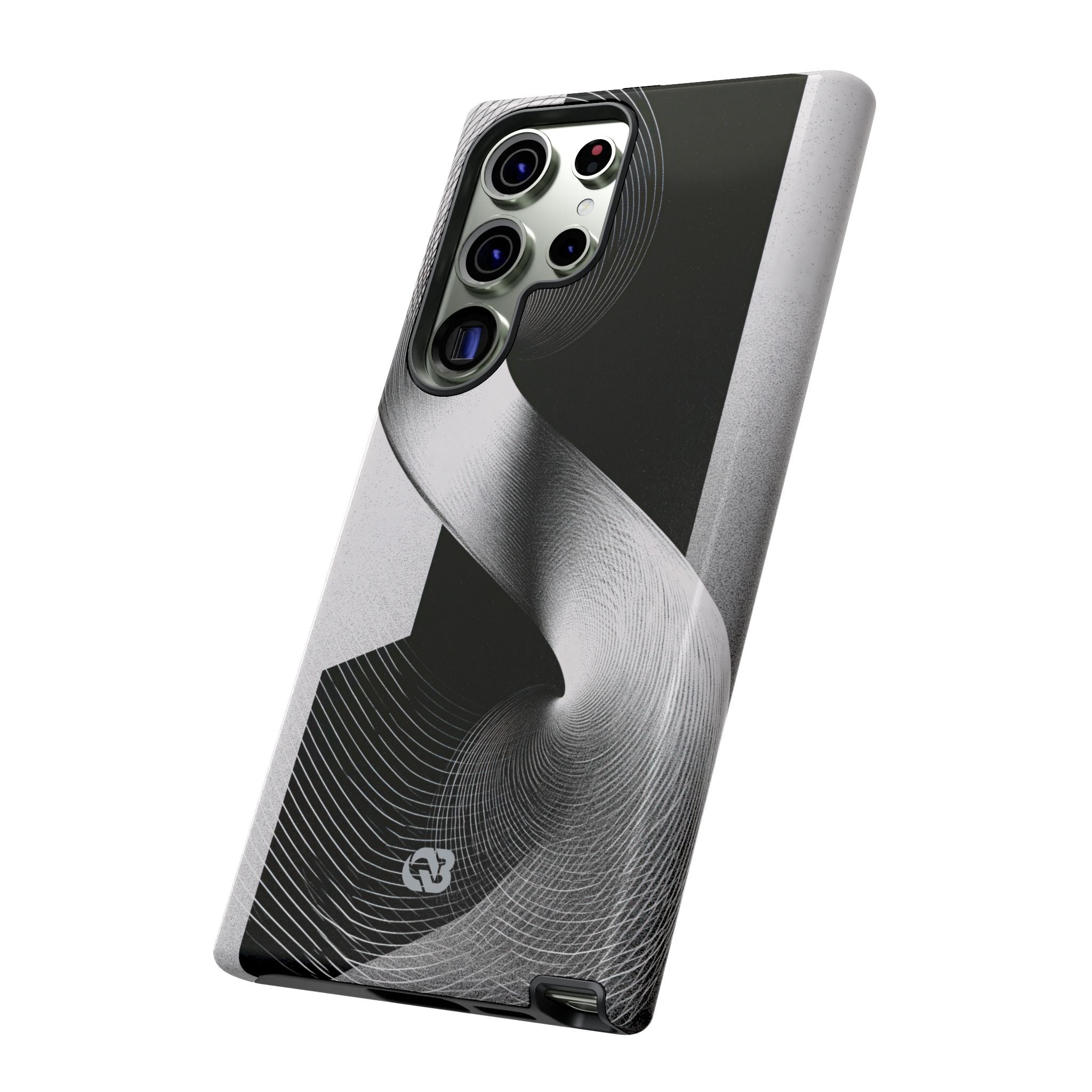 Grey Tough Phone Case for Samsung - Obsidian Moiré Wave