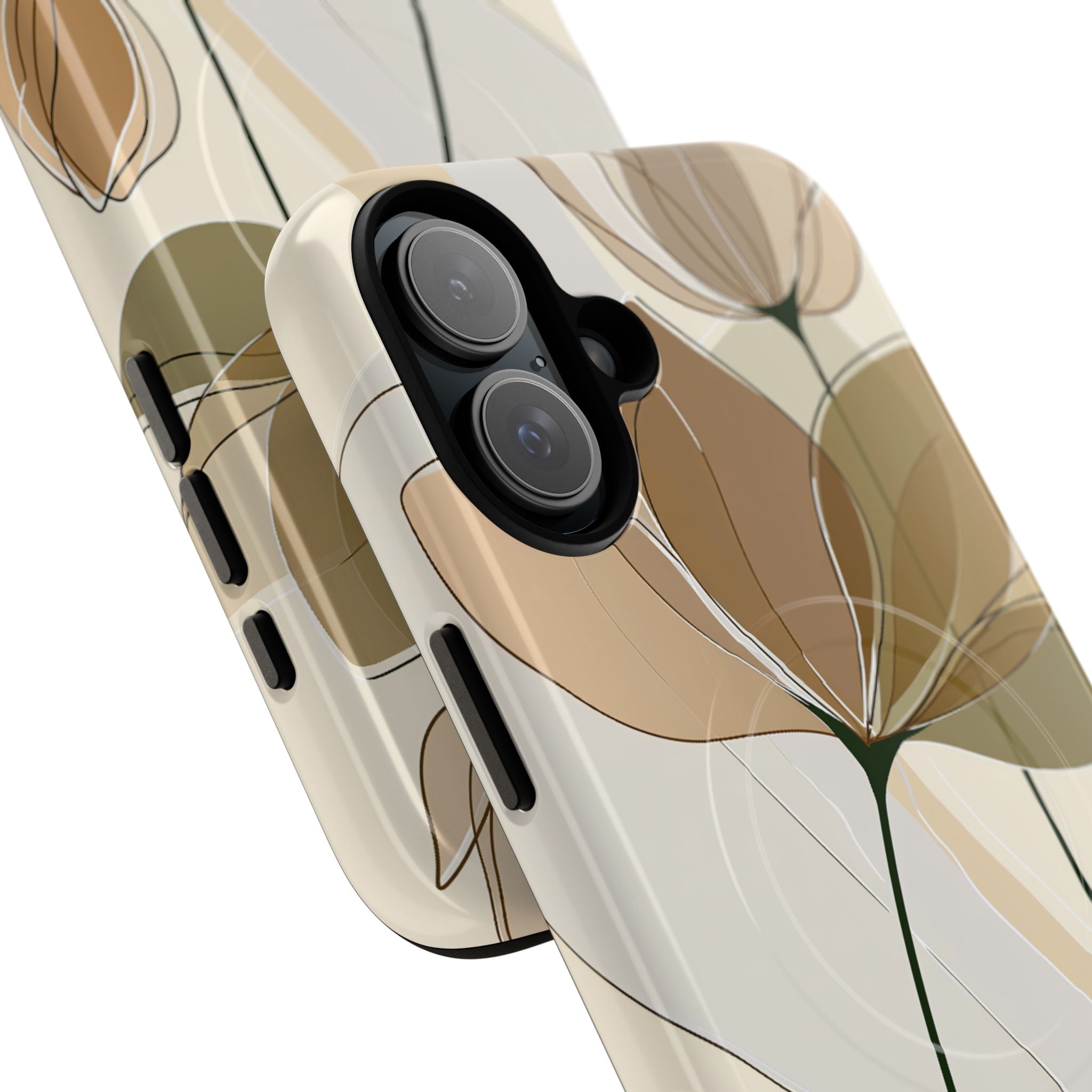 Beige Tough 2.0 Magsafe Phone Case for iPhone - Muted Ochre Petals