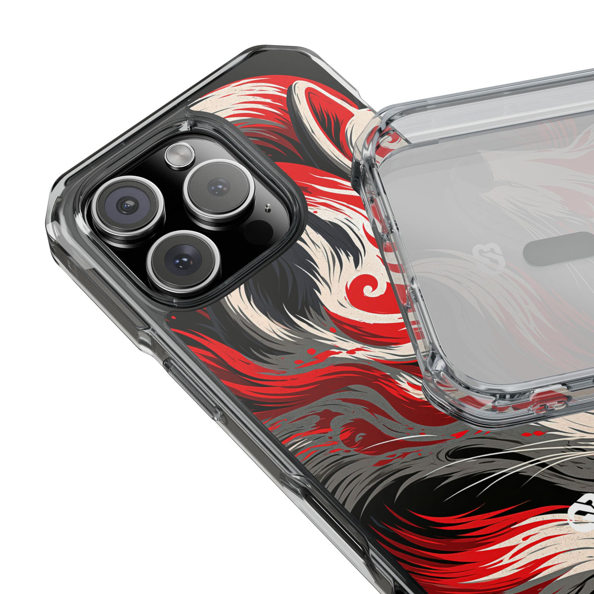 Crimson Kitsune Spirit · Clear Impact Magnetic Phone Case for iPhone · Red