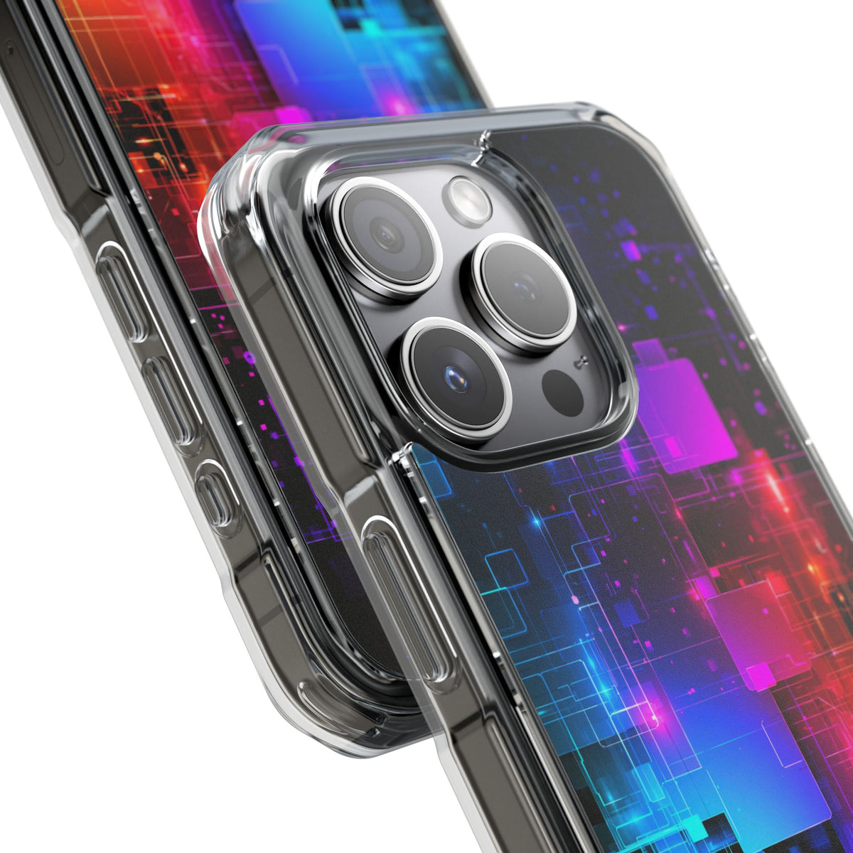 Spectral Circuit Grid · Clear Impact Magnetic Phone Case for iPhone · Black