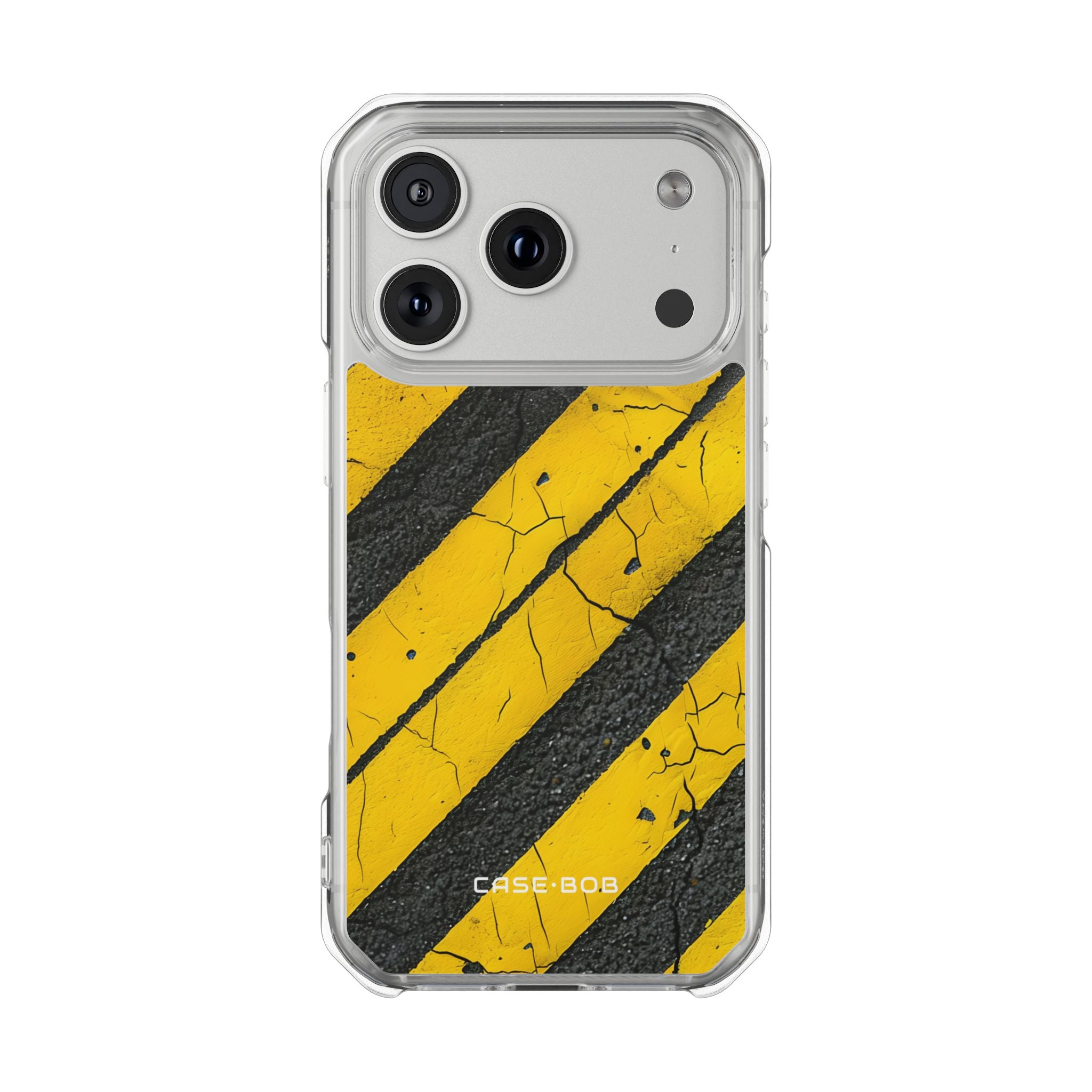 Cracked Hazard Stripes iPhone 17 Pro Case - Impact