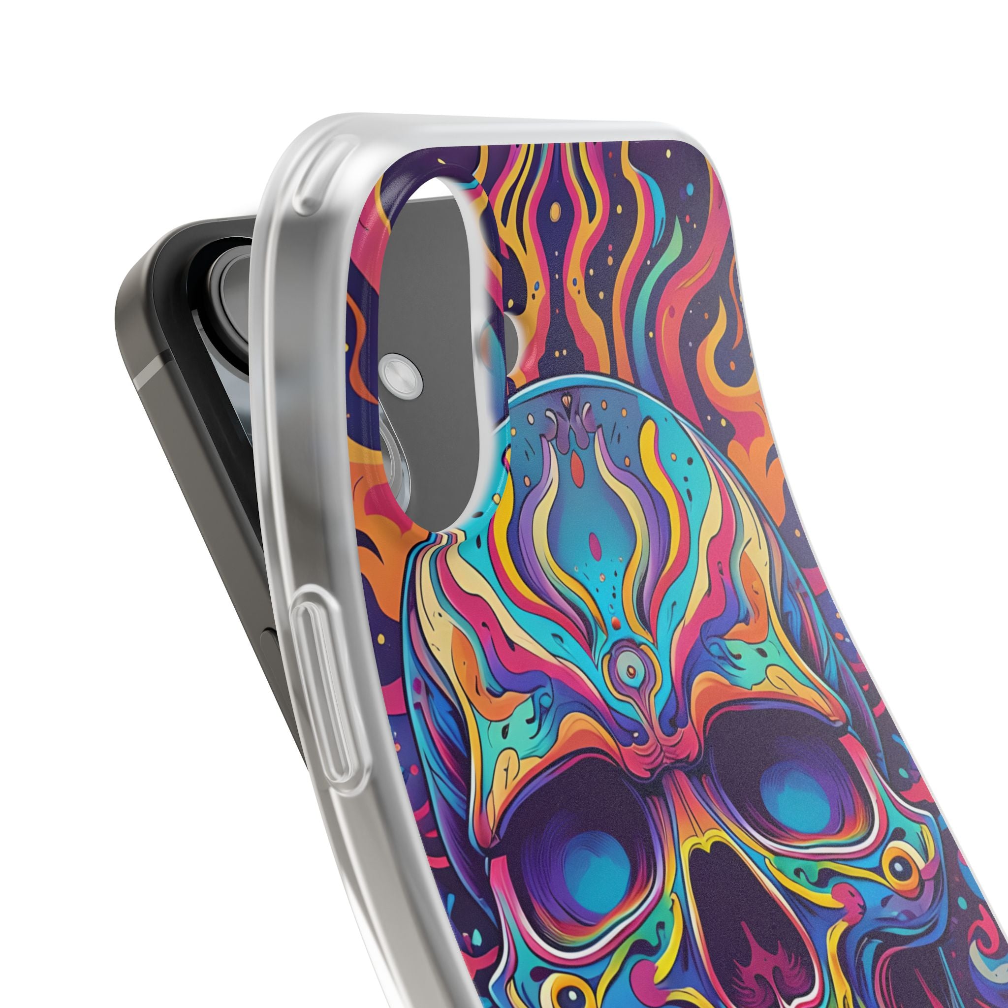 Flaming Skull iPhone 16 Plus Case - Soft