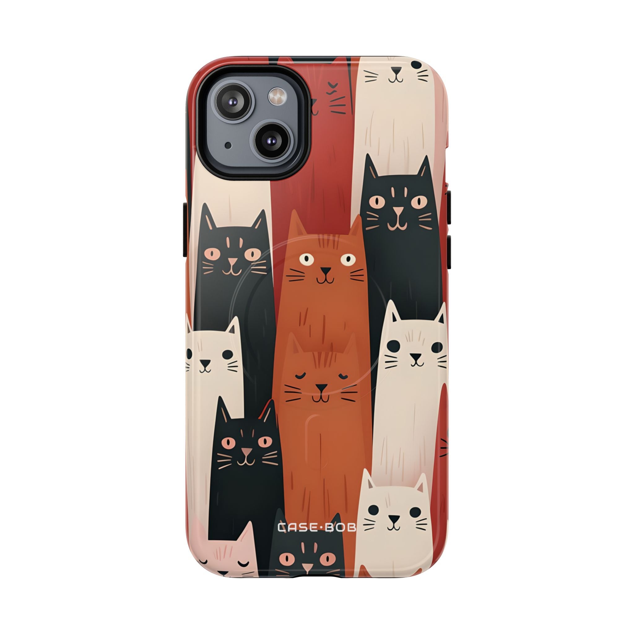 Elongated Cats Black iPhone 14 Plus Case - Tough+