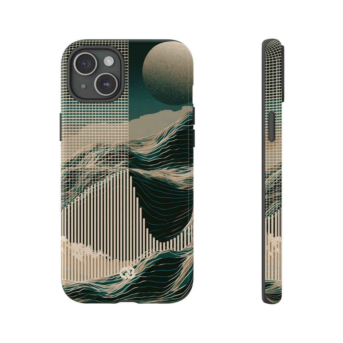 Green Tough Phone Case for iPhone - Lunar Moss Topography