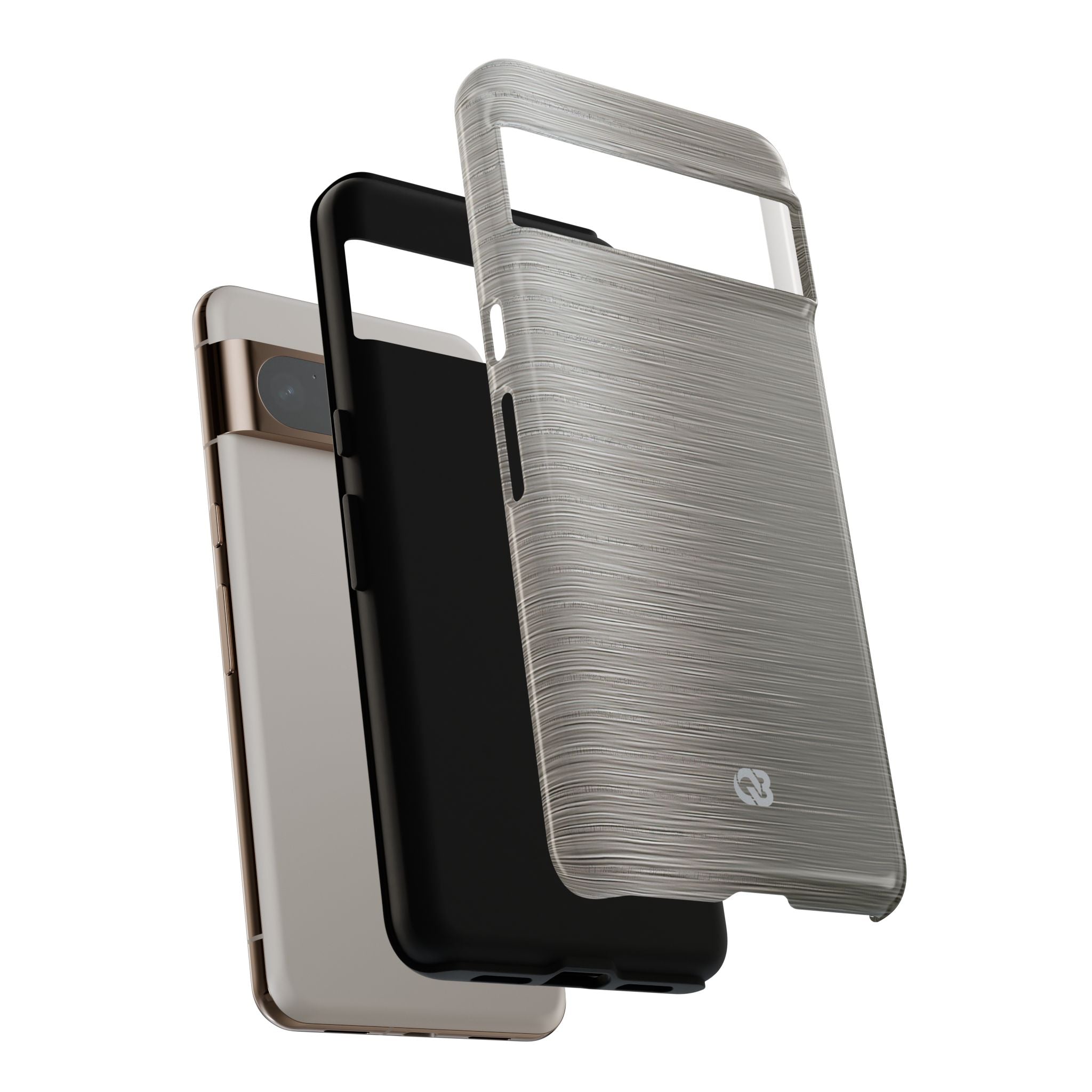 Grey Tough Phone Case for Google Pixel - Brushed Industrial Steel