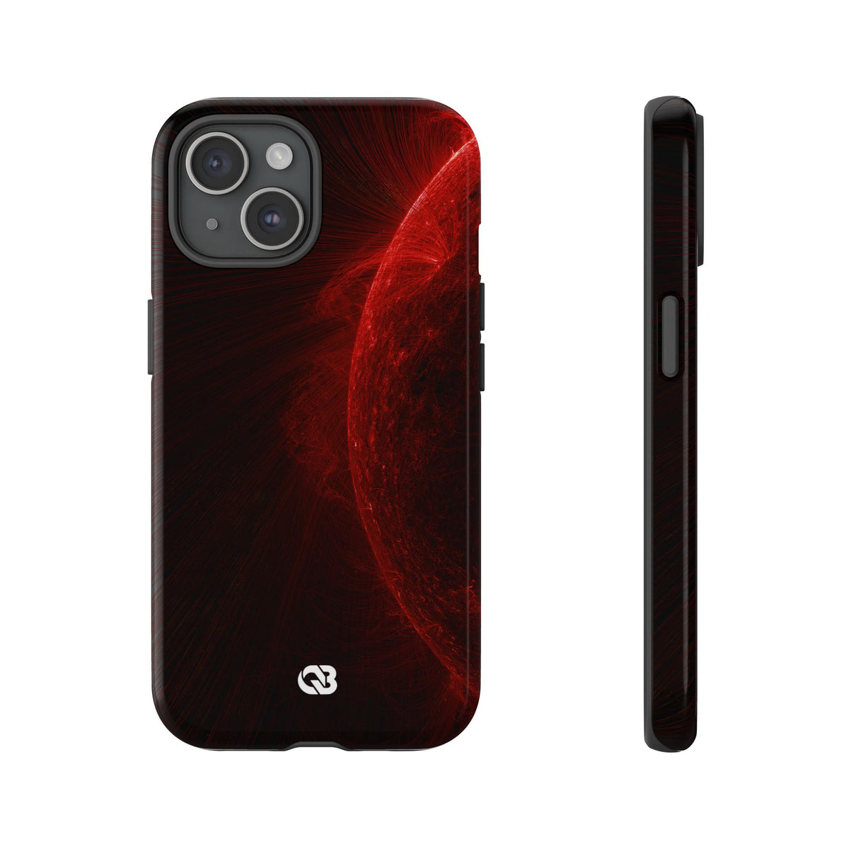 Red Tough Phone Case for iPhone - Solar Crimson Flare
