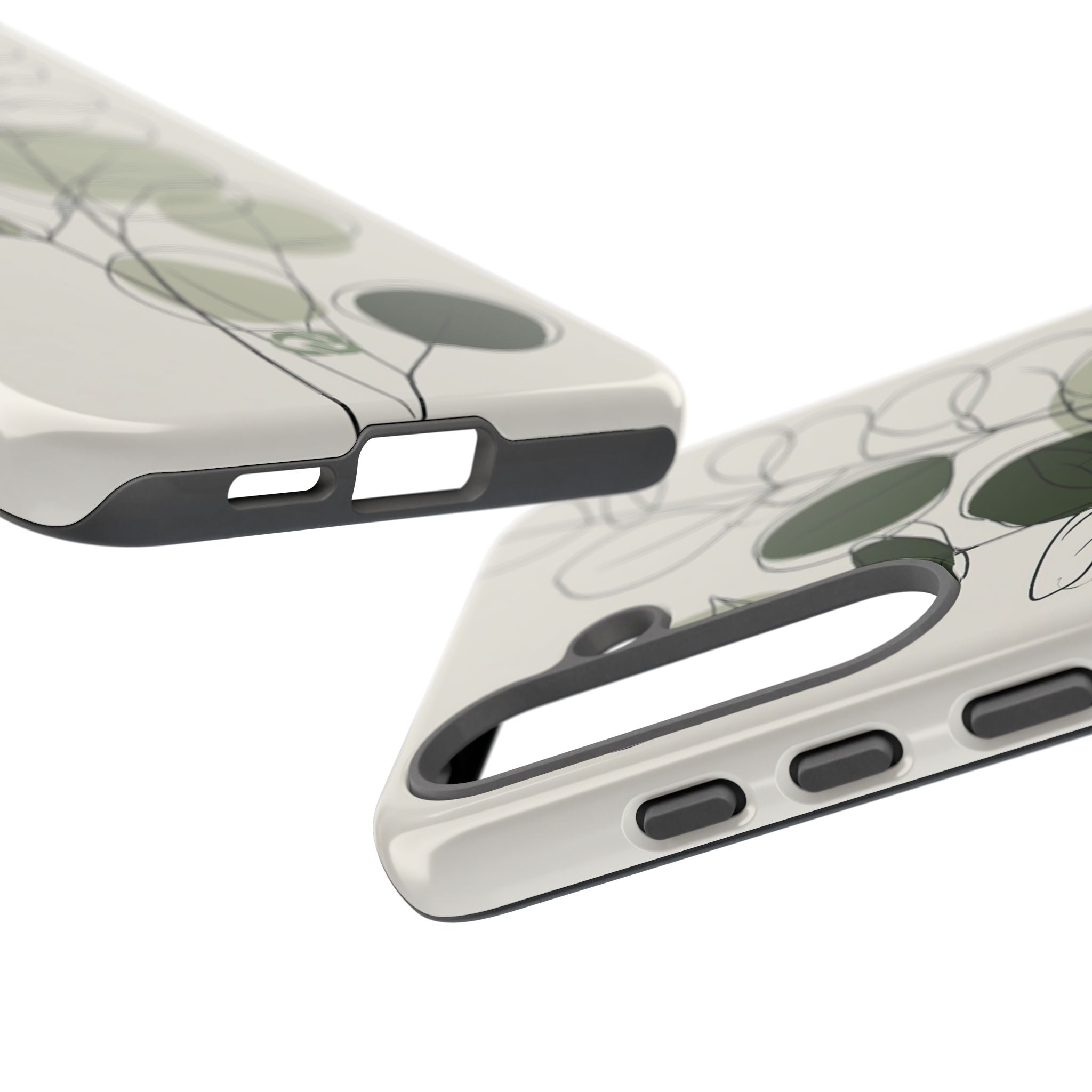 Green Tough Phone Case for Samsung - Muted Eucalyptus Sketch