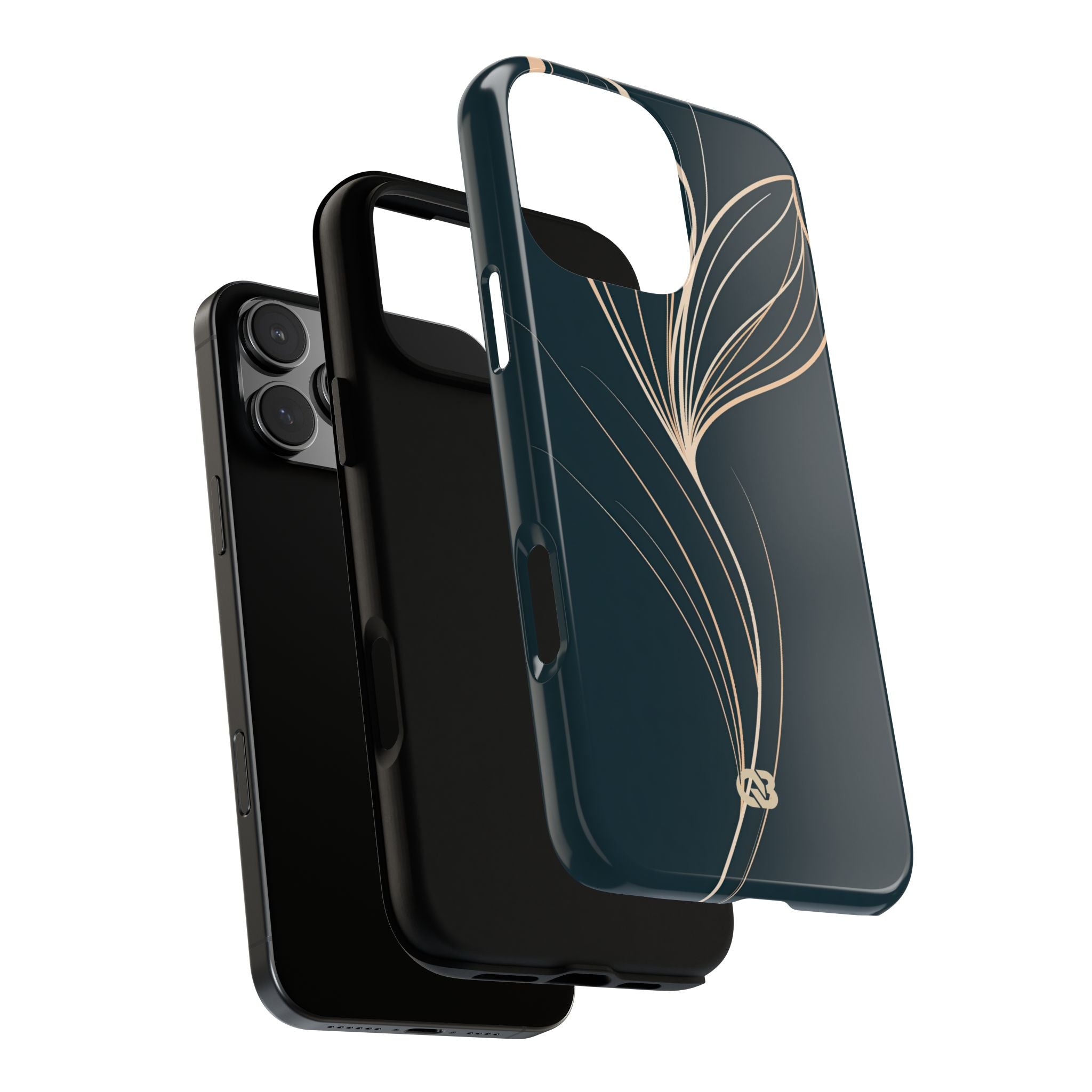 Teal Tough Phone Case for iPhone - Sandstone Silk Flora
