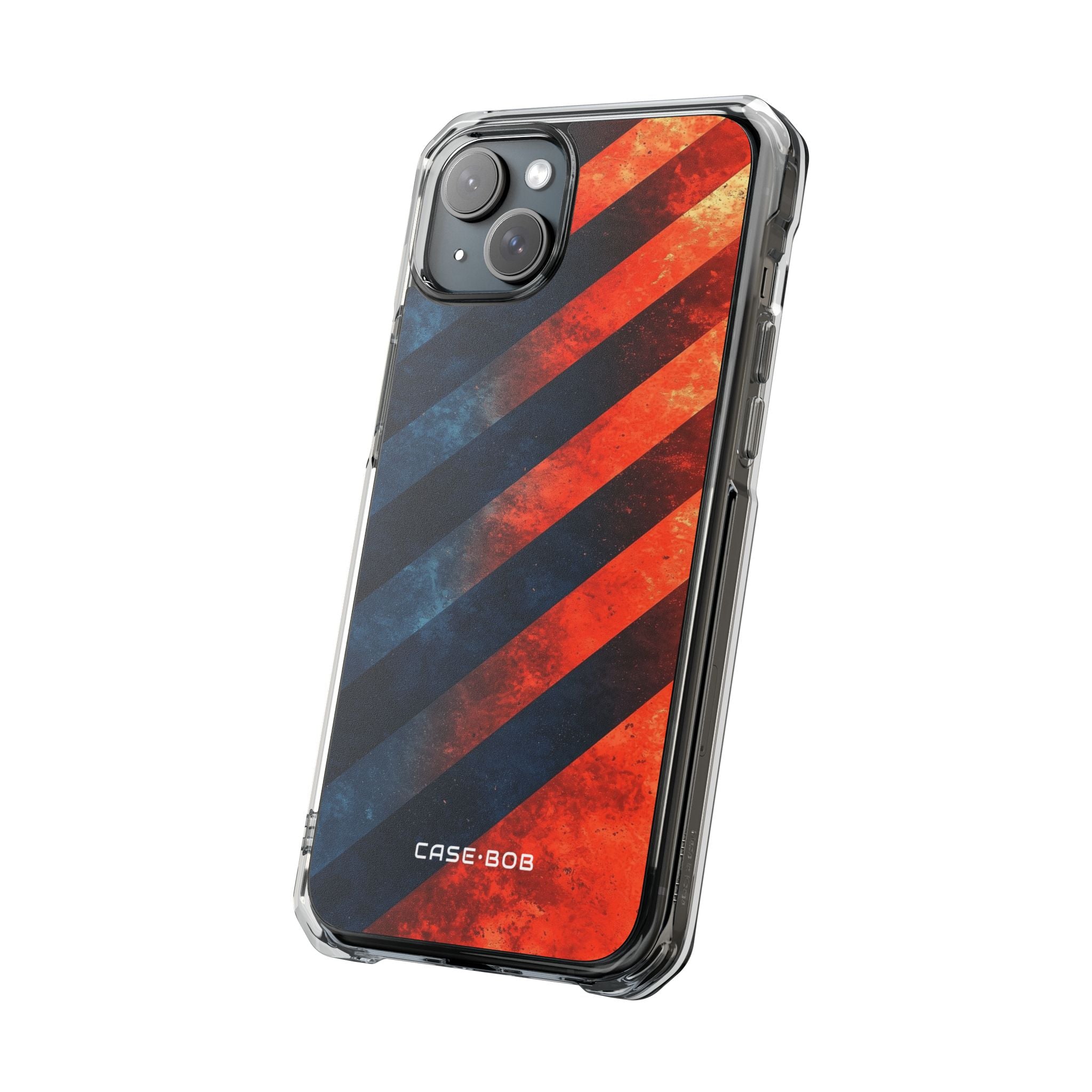 Diagonal Stripes Blaze iPhone 15 Plus Cover - Impact