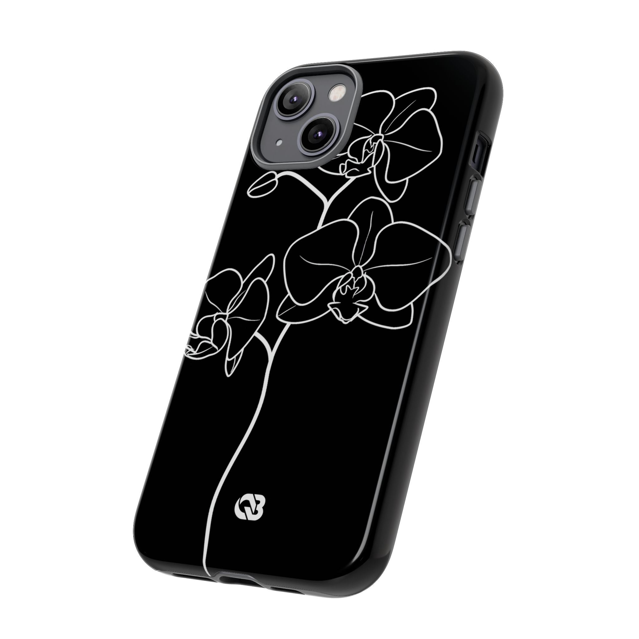 Black Tough Phone Case for iPhone - Noir Alabaster Orchid