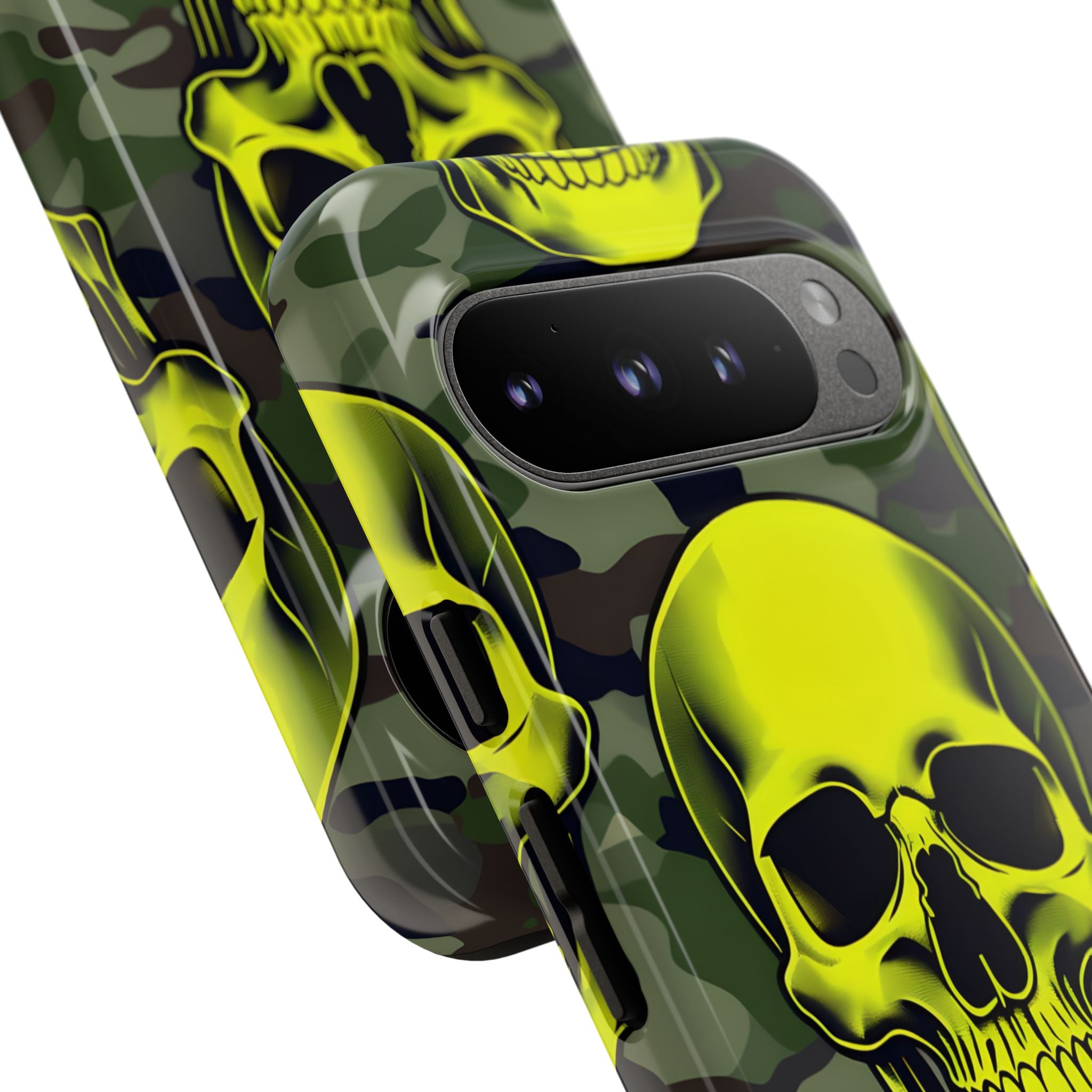 Neon Skull Camo Google Pixel 9 Pro Case - Tough