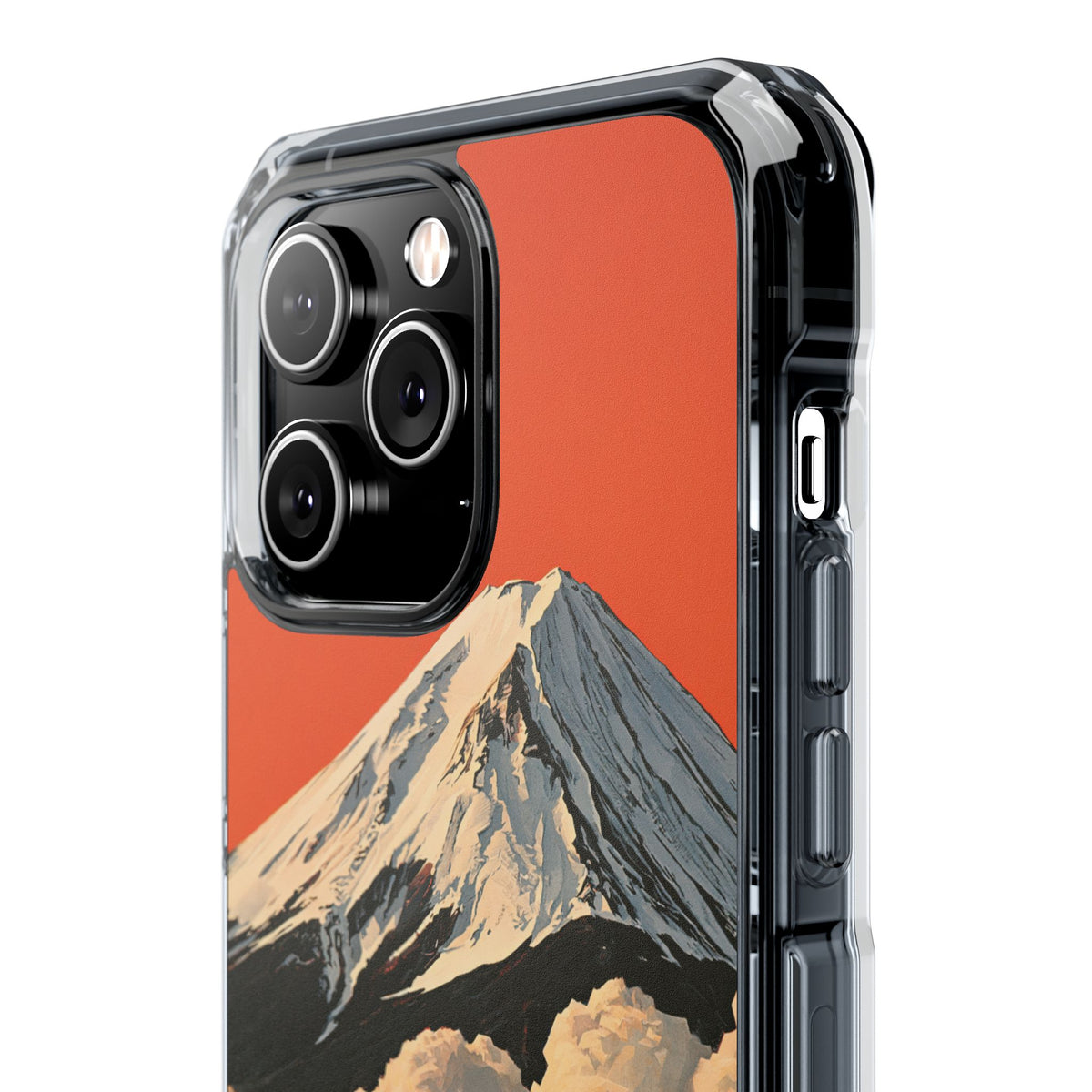 Sacred Peak Fuji · Clear Impact Magnetic Phone Case for iPhone · Orange