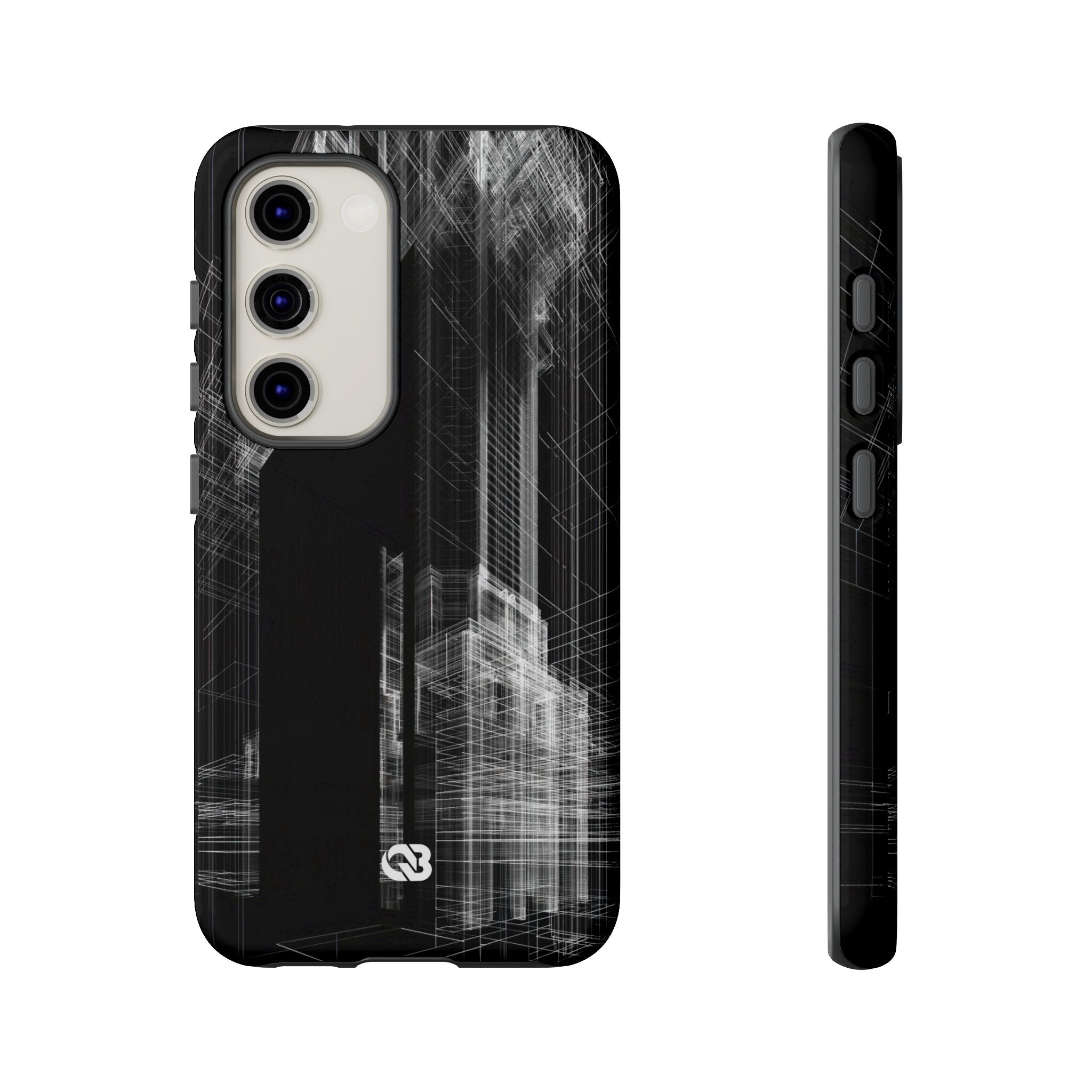 Black Tough Phone Case for Samsung - Ghost Urban Wireframe