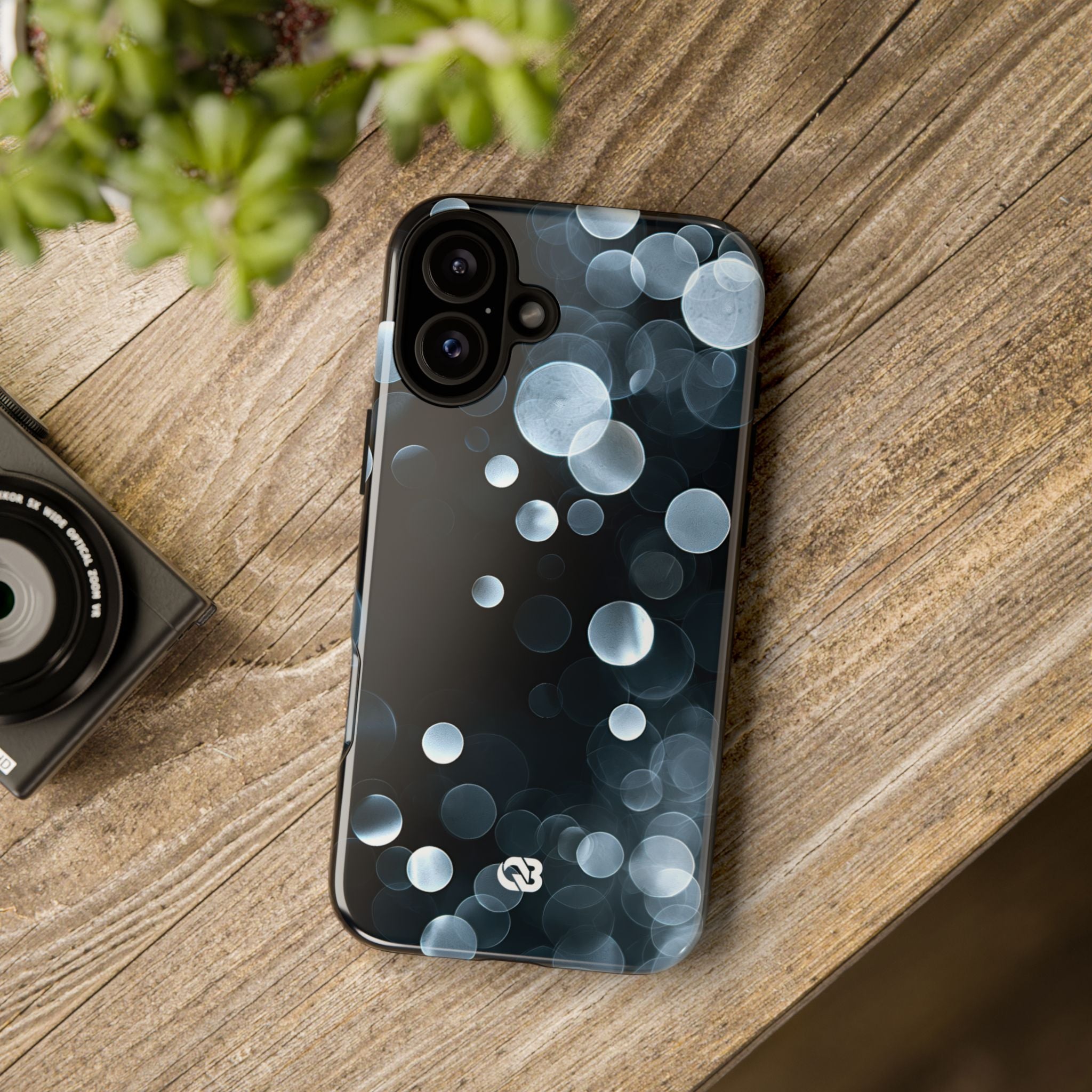 Black Tough Phone Case for iPhone - Silver Orbit Glow