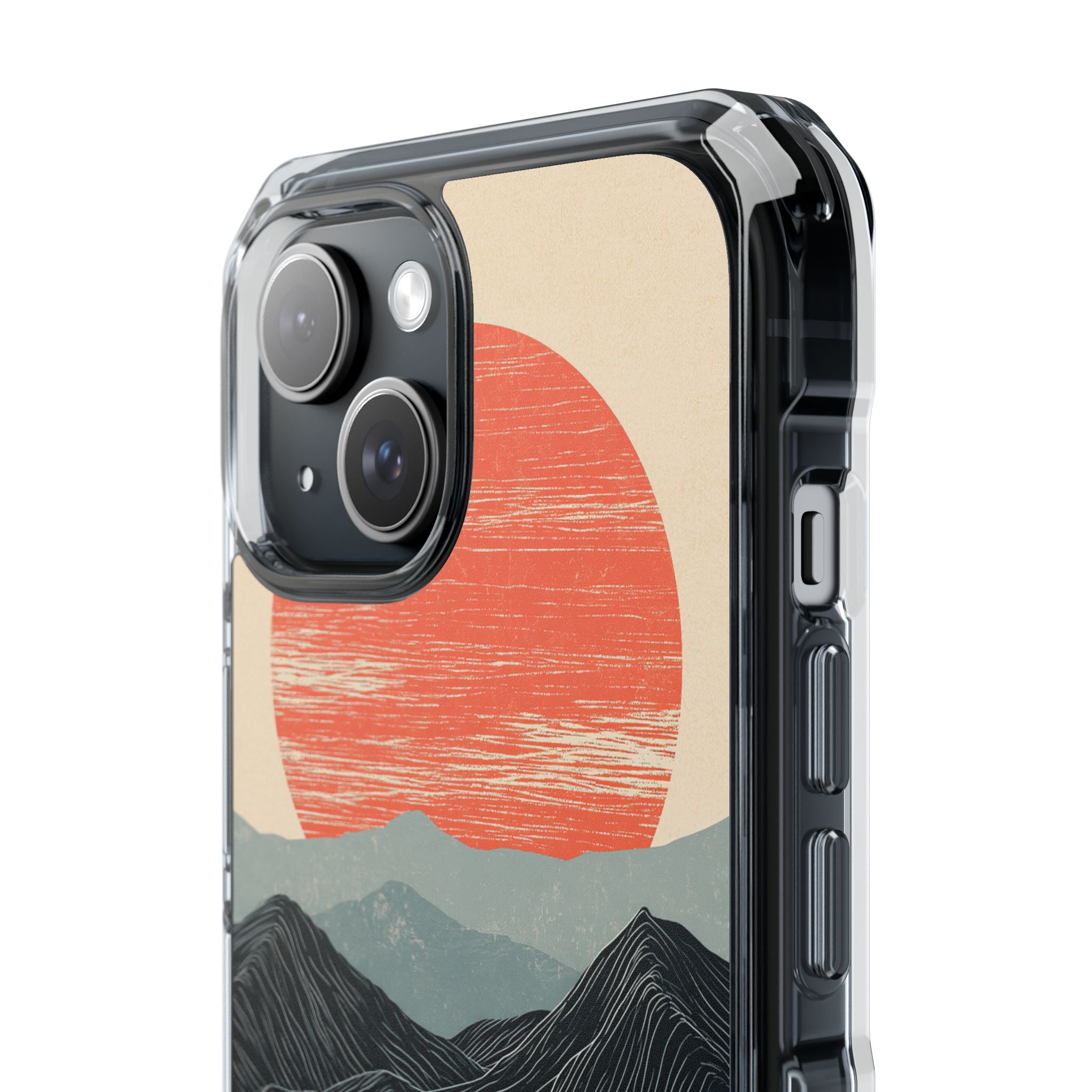 Beige Impact MagSafe Phone Case for iPhone - Crimson Ridge Flow