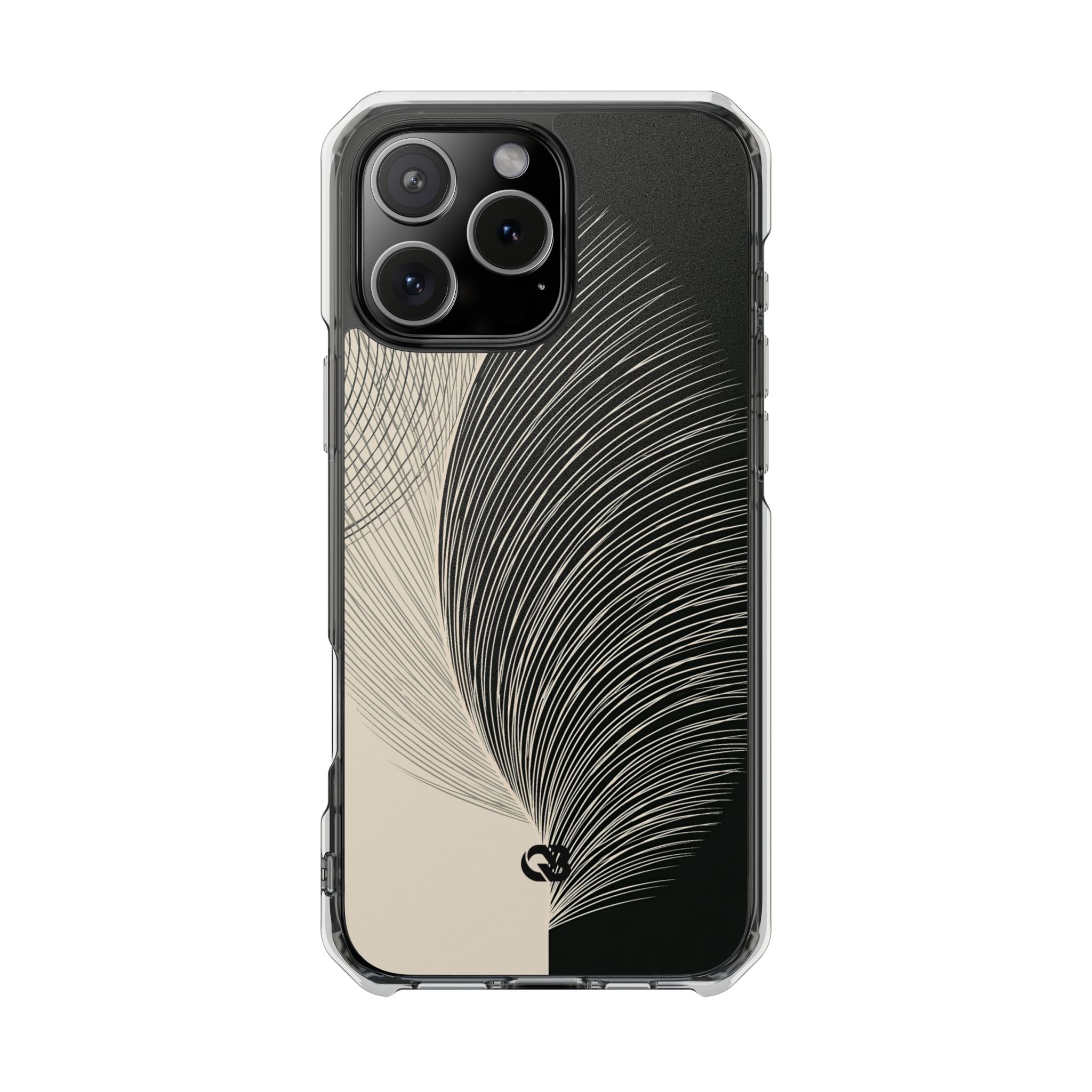 Beige Impact MagSafe Phone Case for iPhone - Obsidian Cream Plume