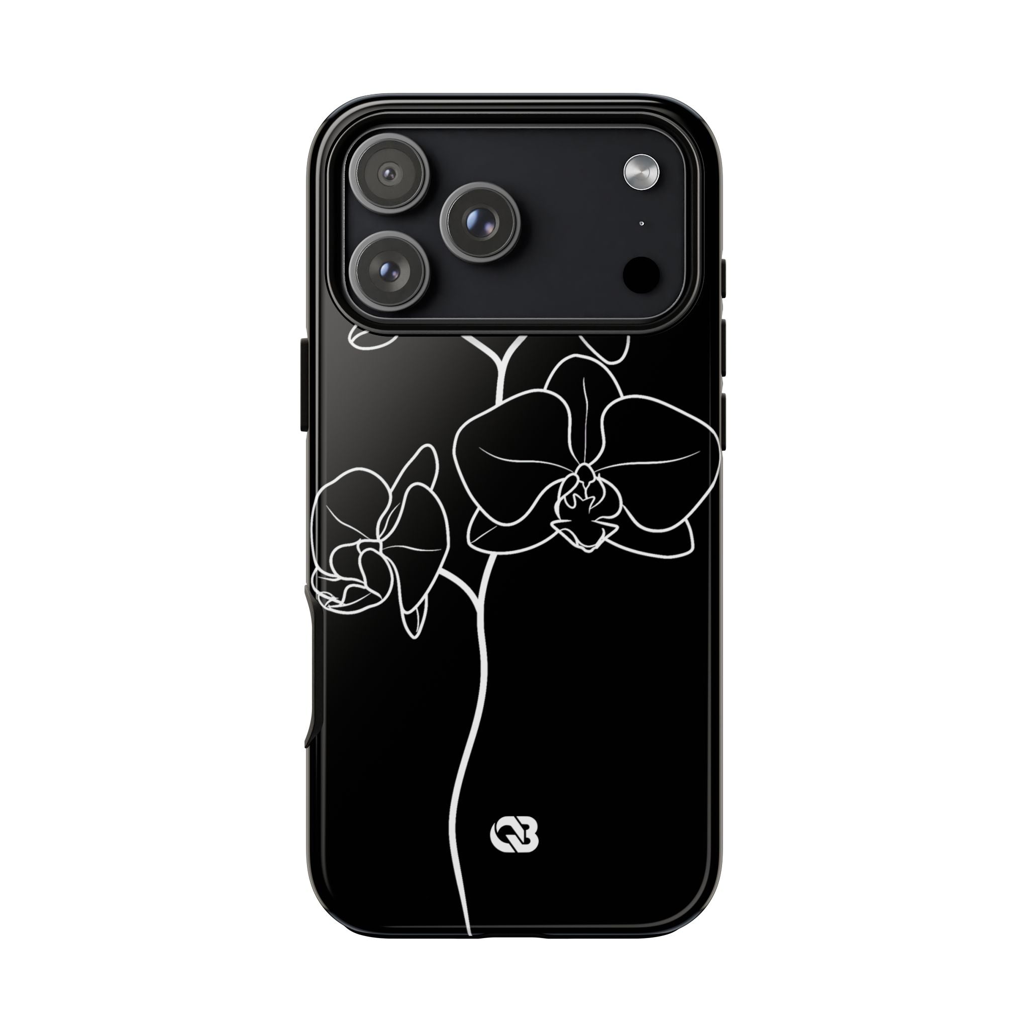 Black Tough Phone Case for iPhone - Noir Alabaster Orchid