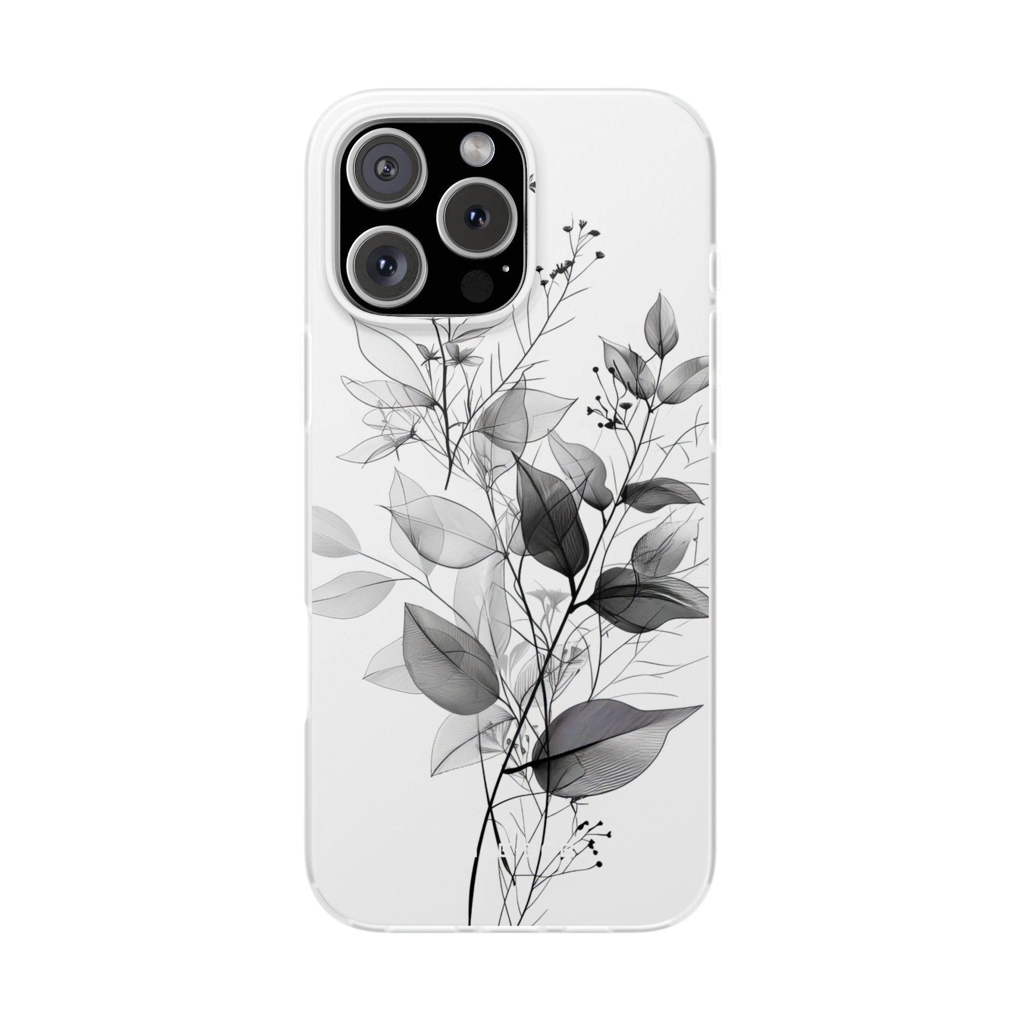 Gefleckte Blätter Grau iPhone 16 Pro Max Case - Soft