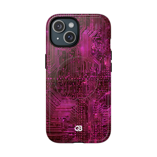 Magenta Circuit Trace · Tough 2.0 Magnetic Phone Case for iPhone · Pink
